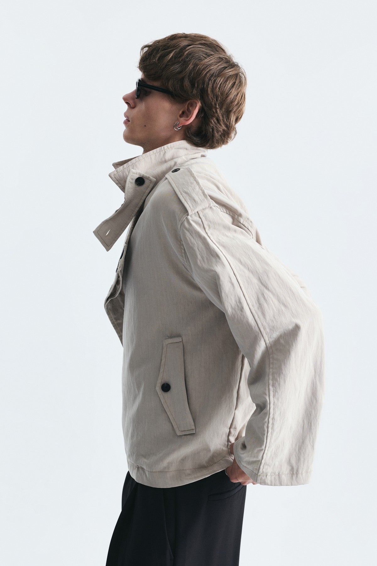 Oversized Button-Up Stand-Up Collar Coat