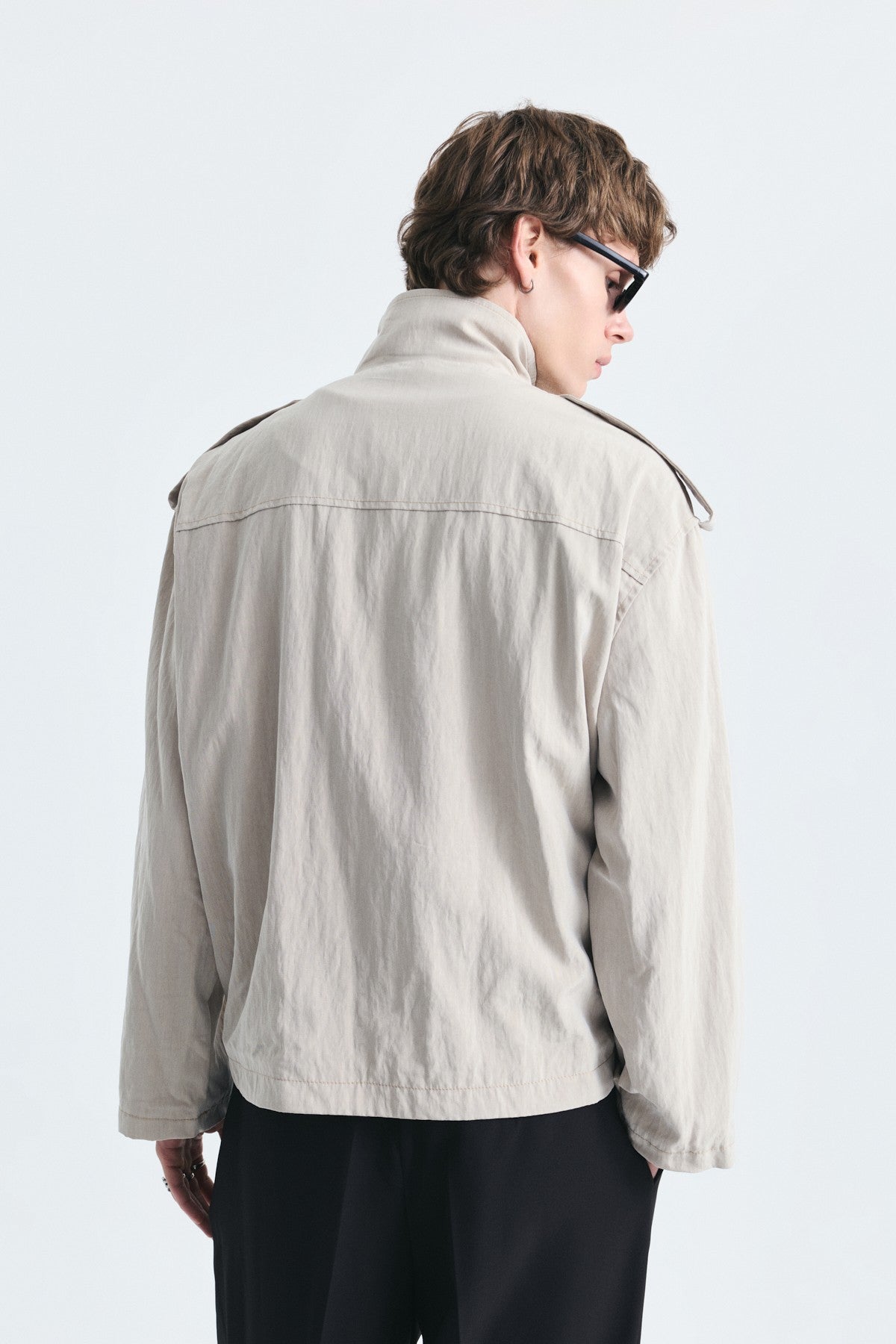 Oversized Button-Up Stand-Up Collar Coat
