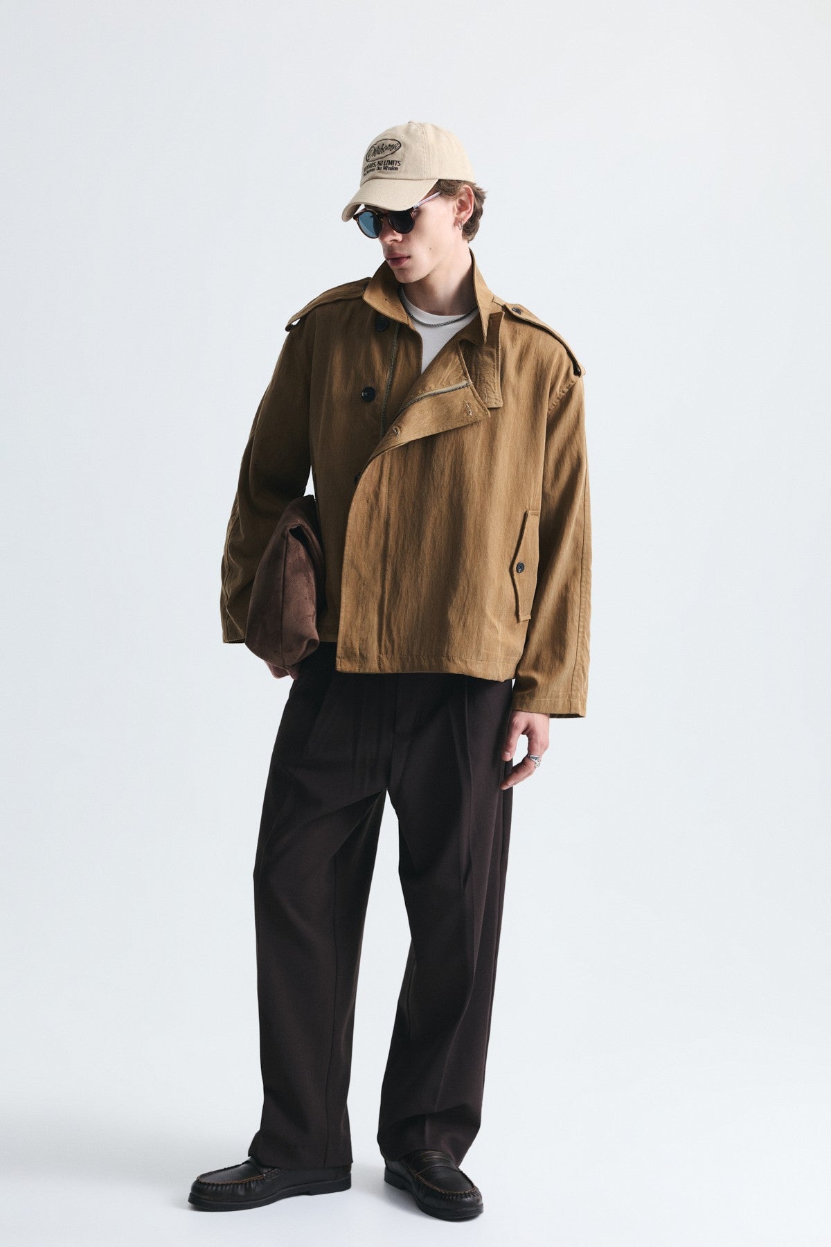 Oversized Button-Up Stand-Up Collar Coat