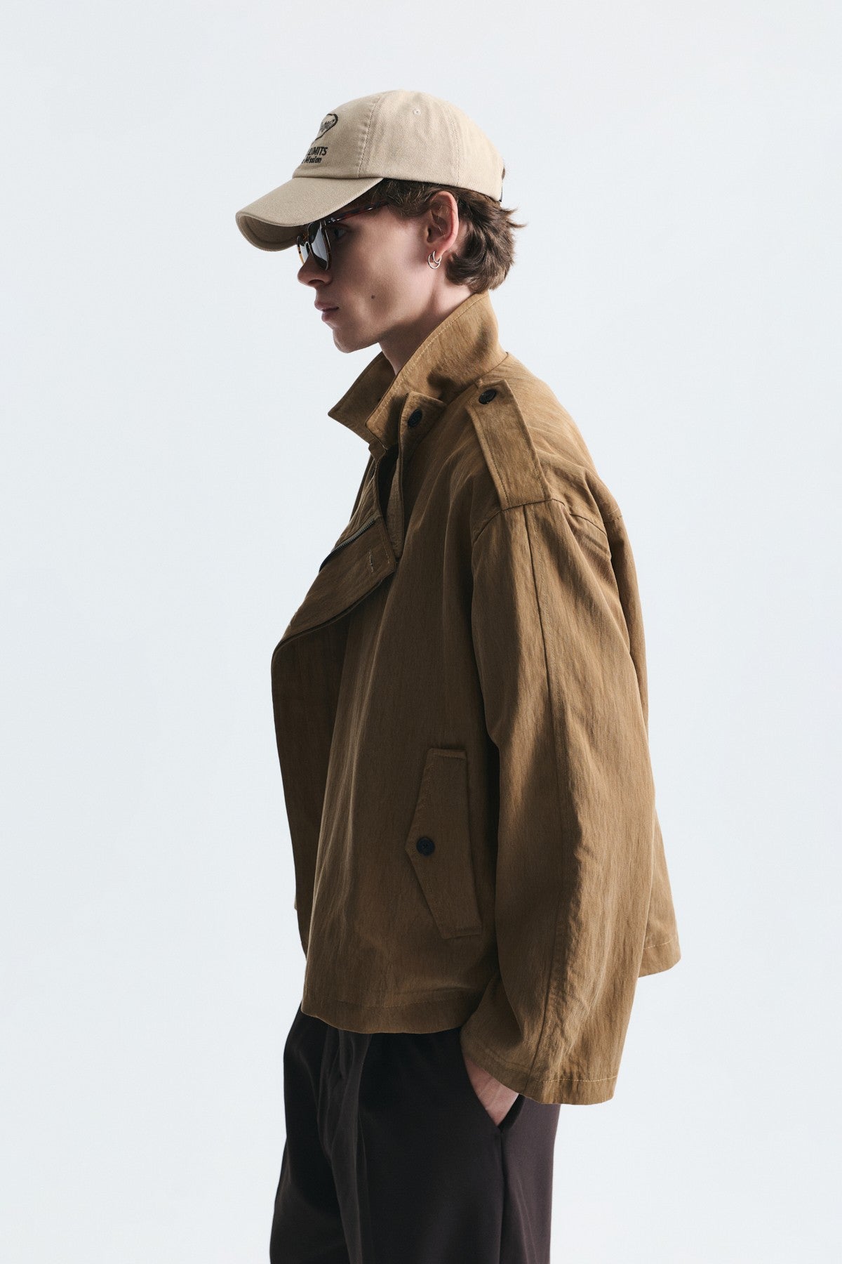 Oversized Button-Up Stand-Up Collar Coat