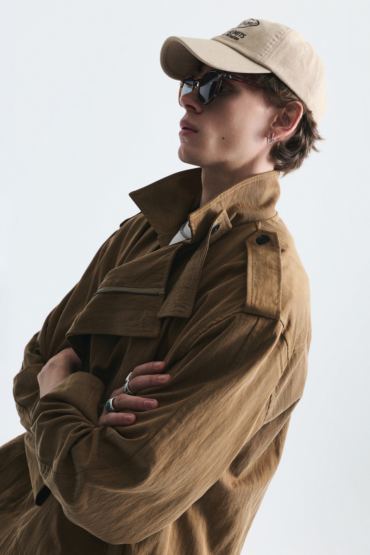 Oversized Button-Up Stand-Up Collar Coat