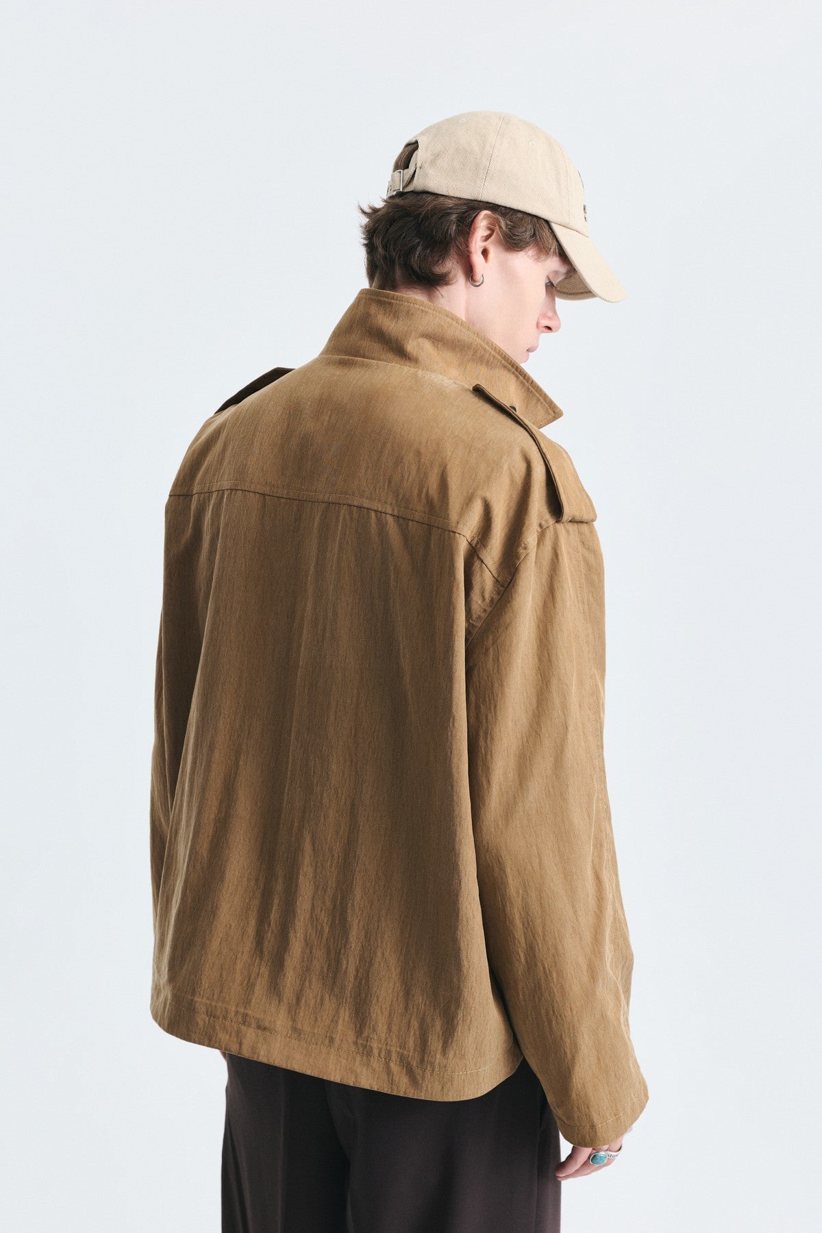 Oversized Button-Up Stand-Up Collar Coat