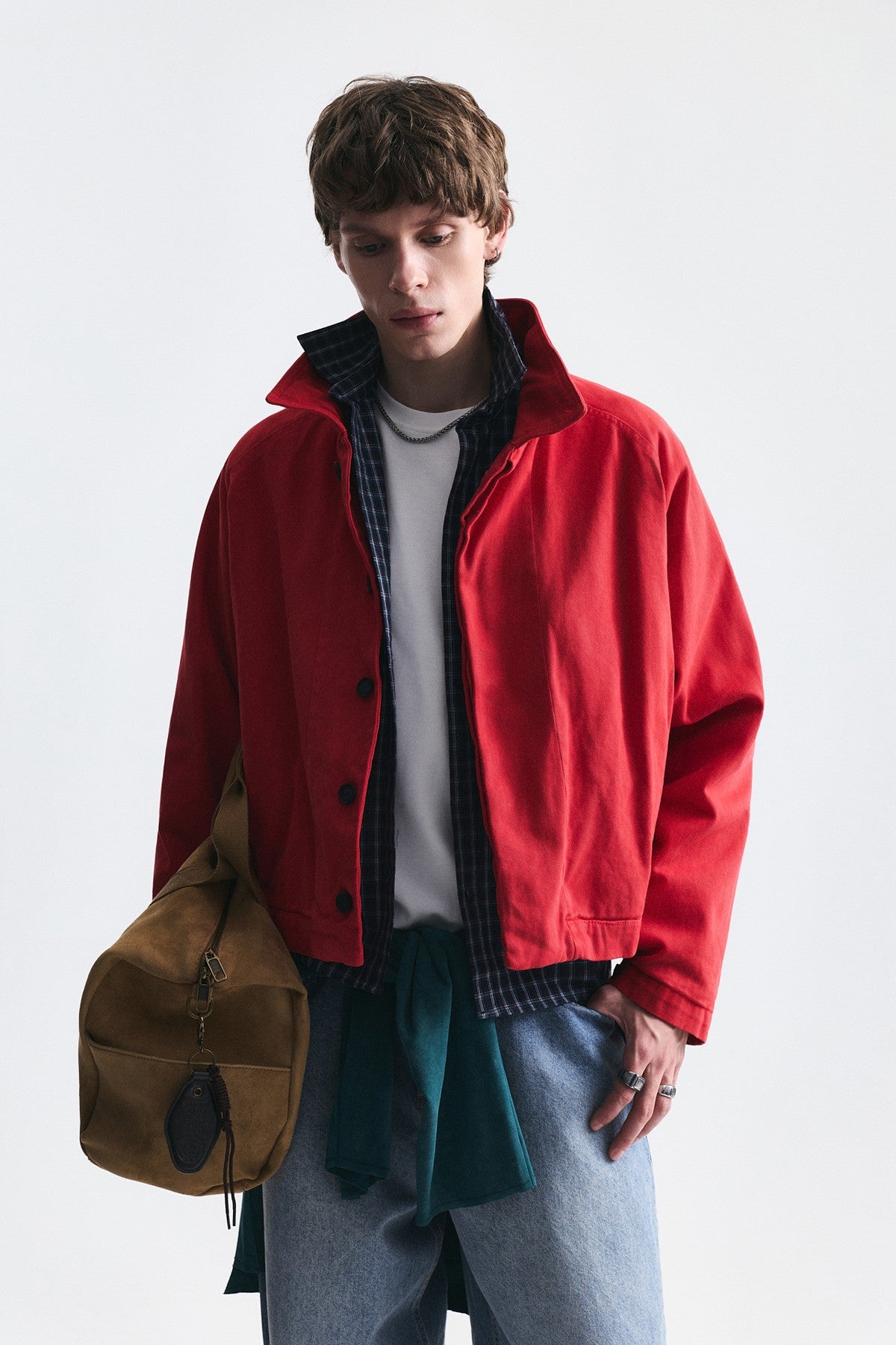 Stand-Up Collar Coat with Hidden Buttons