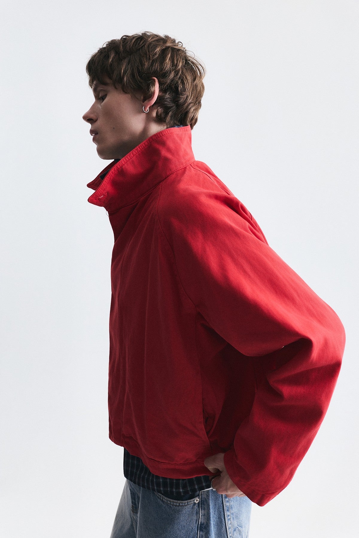 Stand-Up Collar Coat with Hidden Buttons