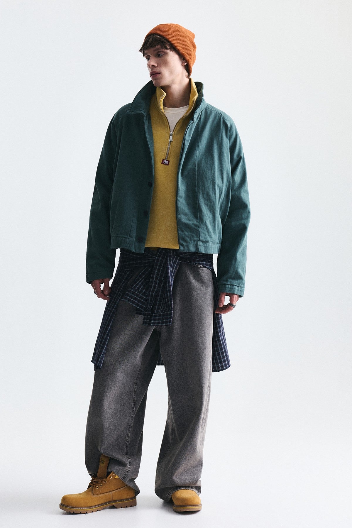 Stand-Up Collar Coat with Hidden Buttons