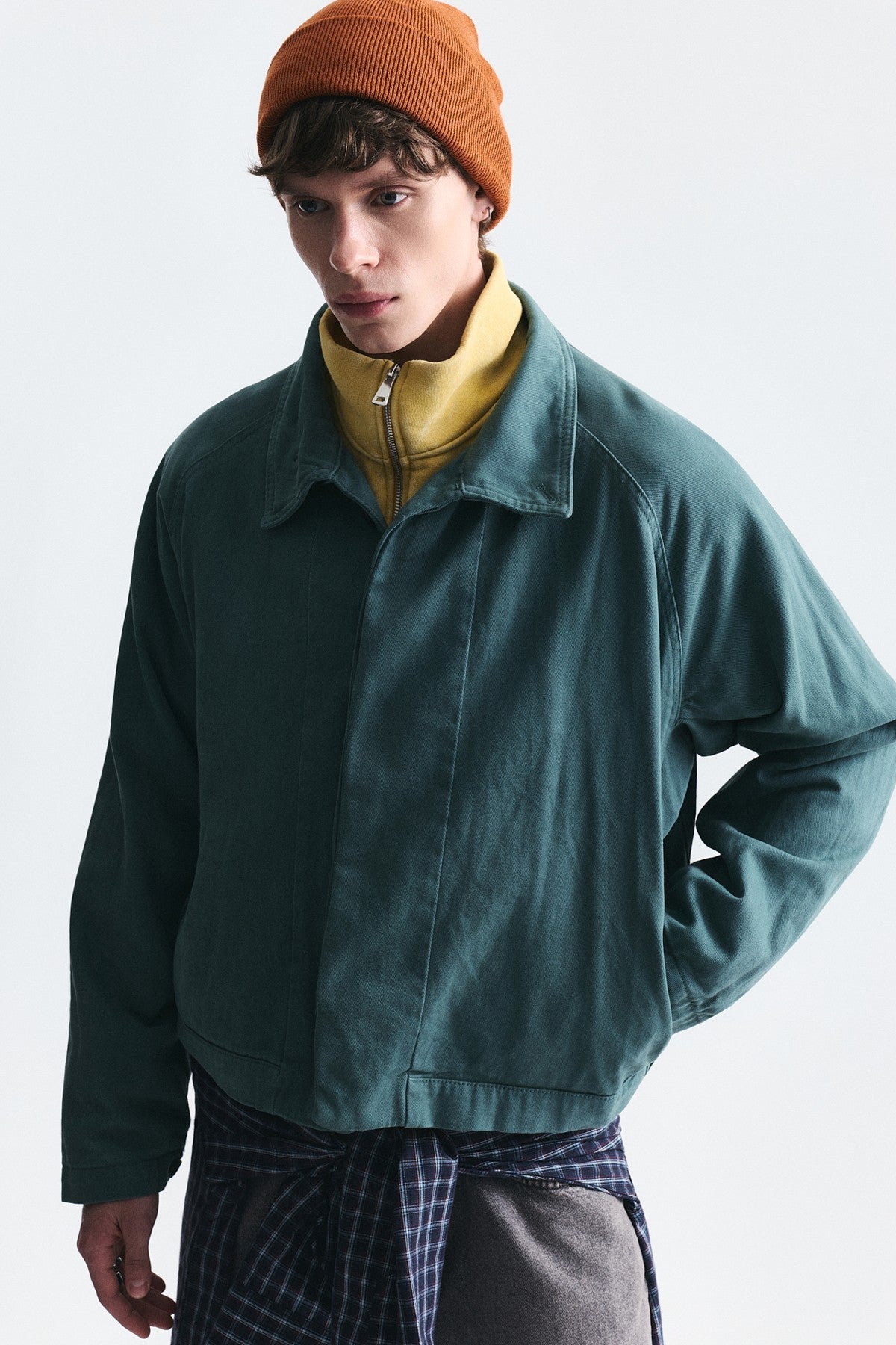 Stand-Up Collar Coat with Hidden Buttons