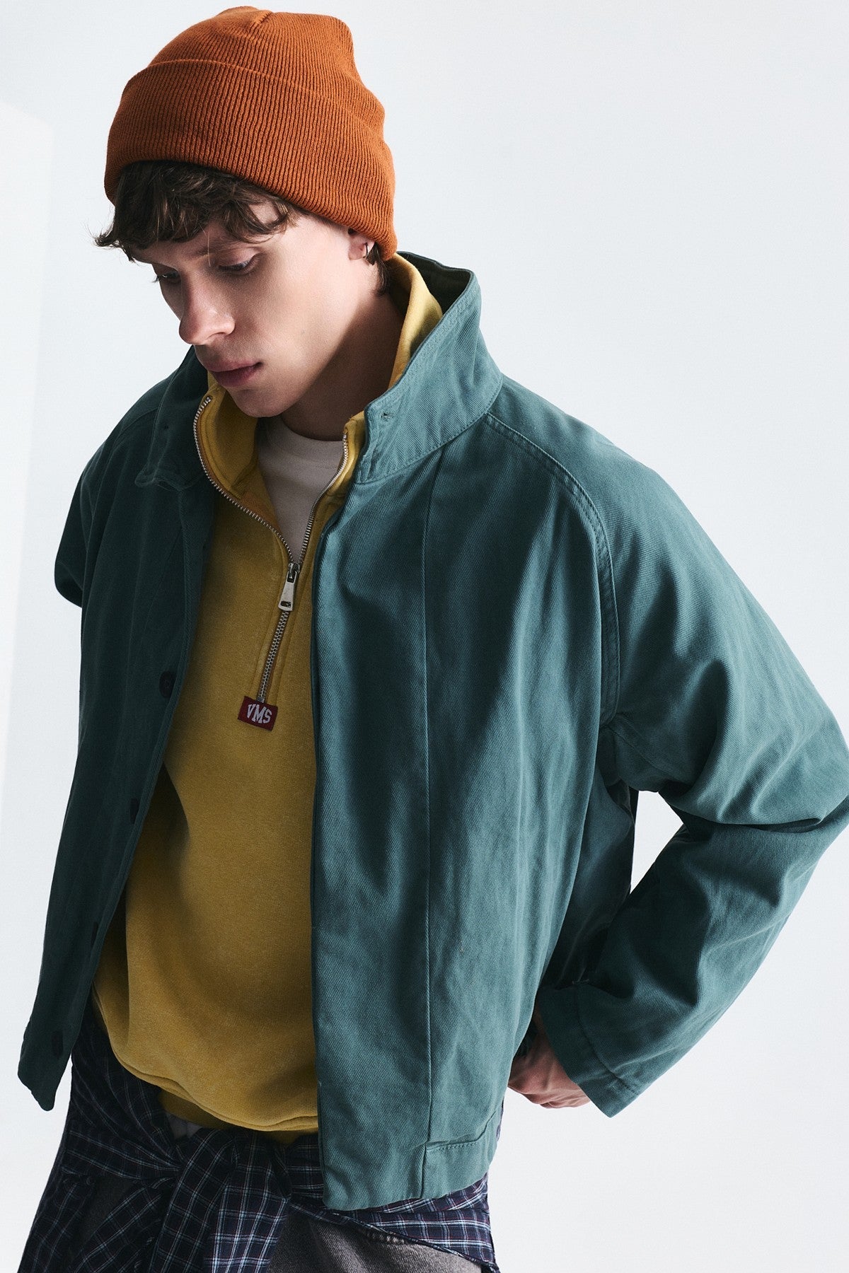Stand-Up Collar Coat with Hidden Buttons