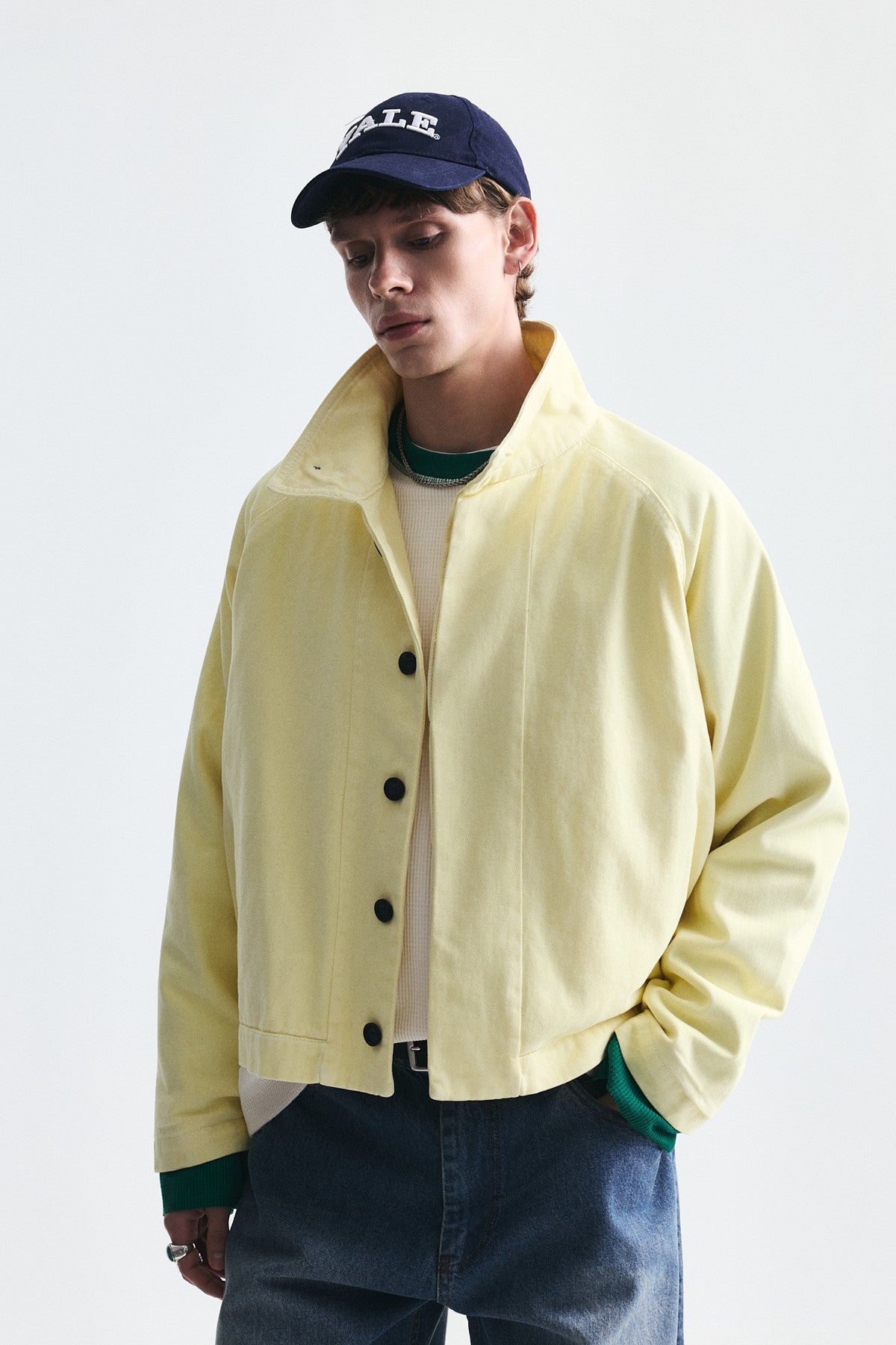 Stand-Up Collar Coat with Hidden Buttons
