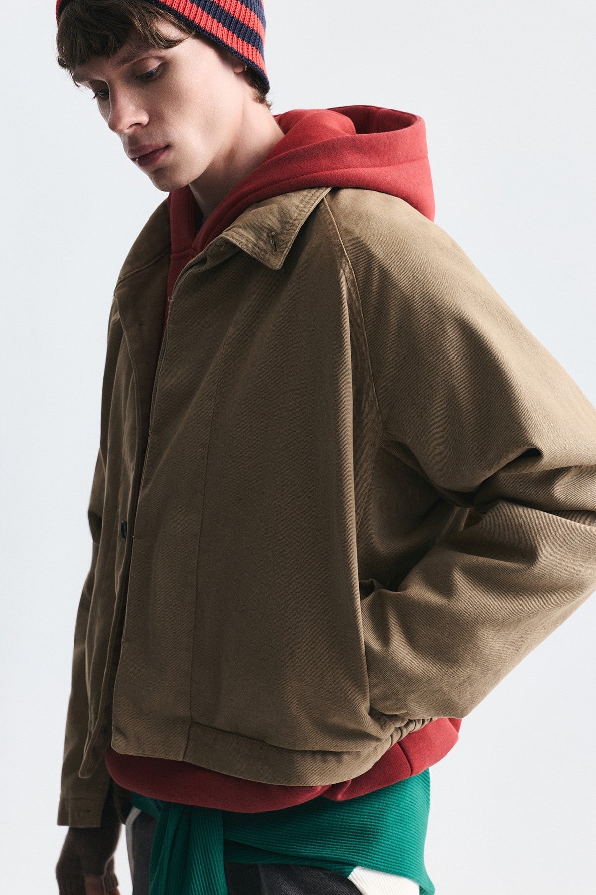 Stand-Up Collar Coat with Hidden Buttons