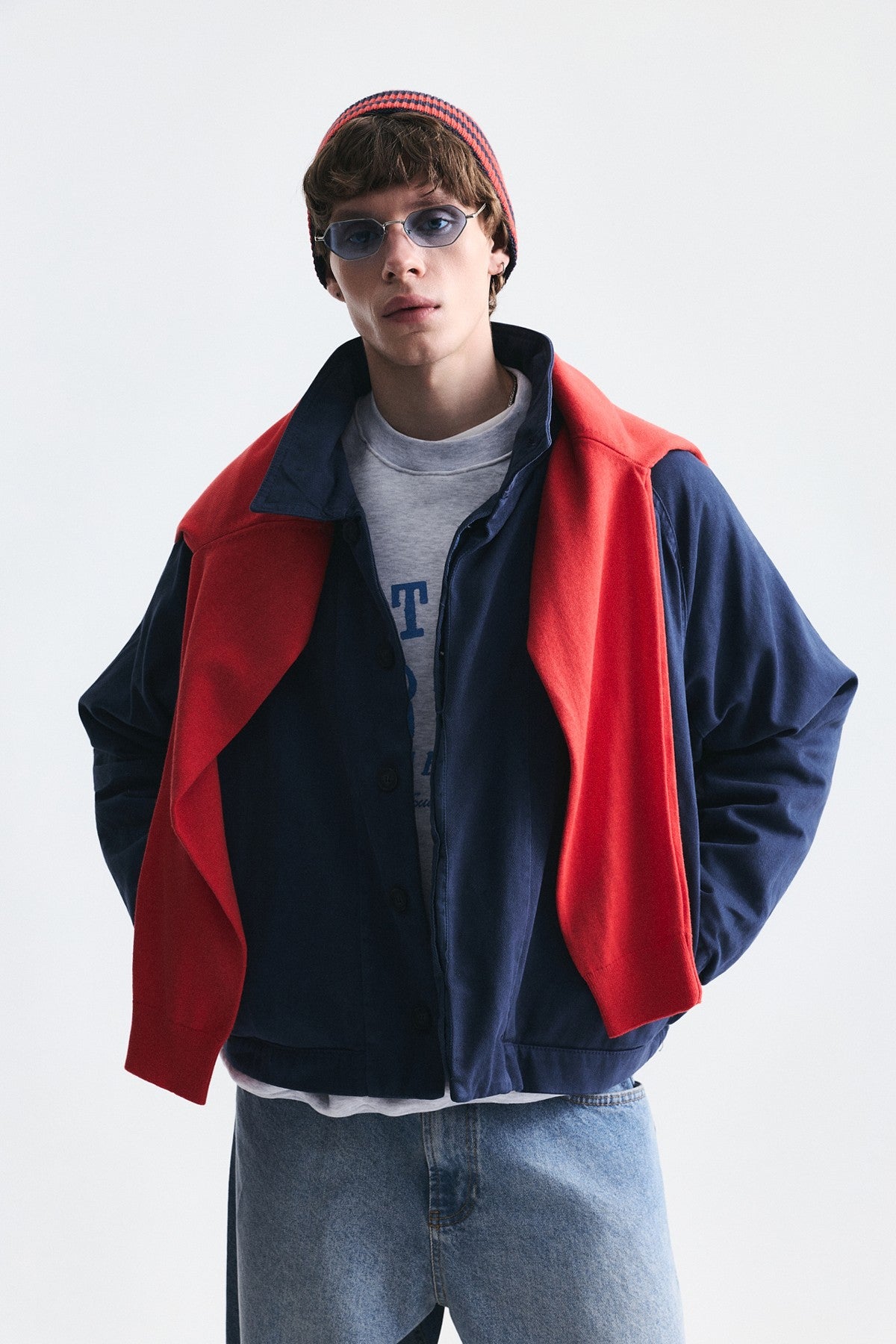 Stand-Up Collar Coat with Hidden Buttons