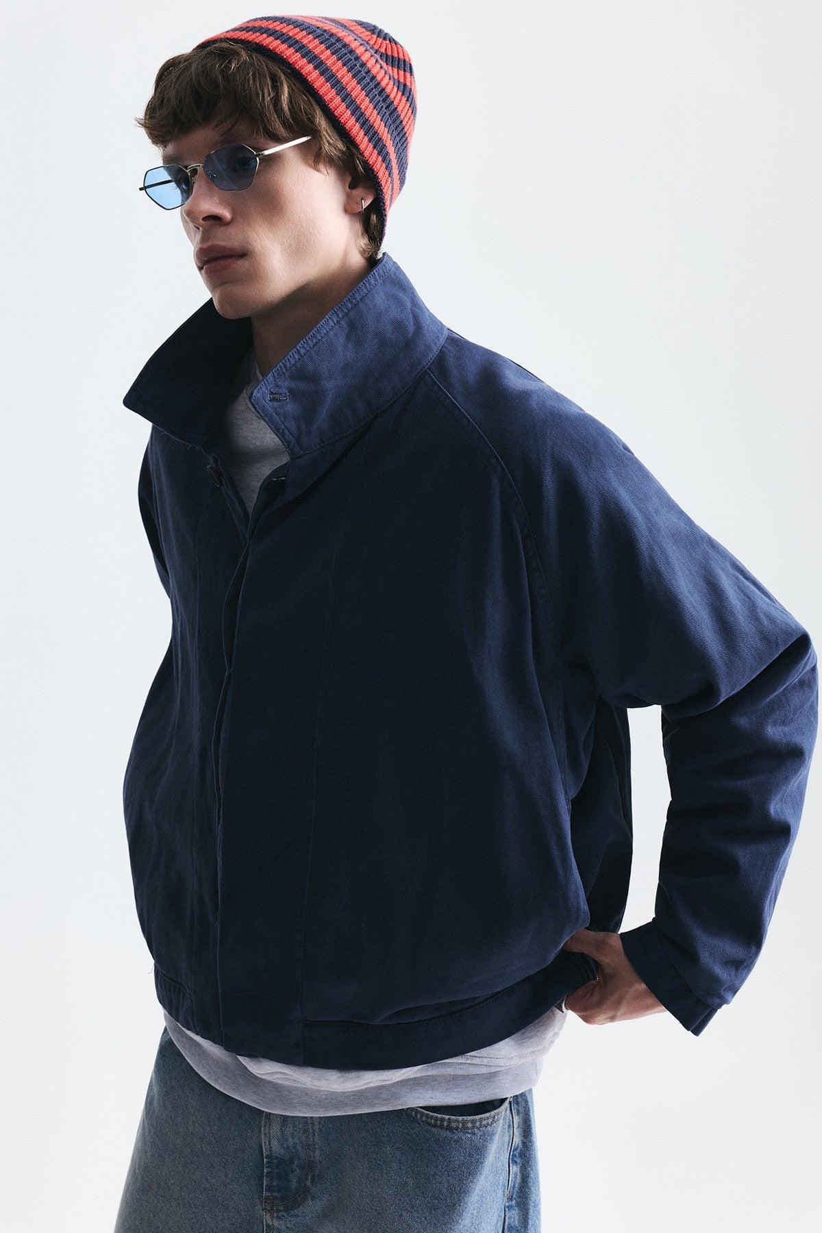 Stand-Up Collar Coat with Hidden Buttons
