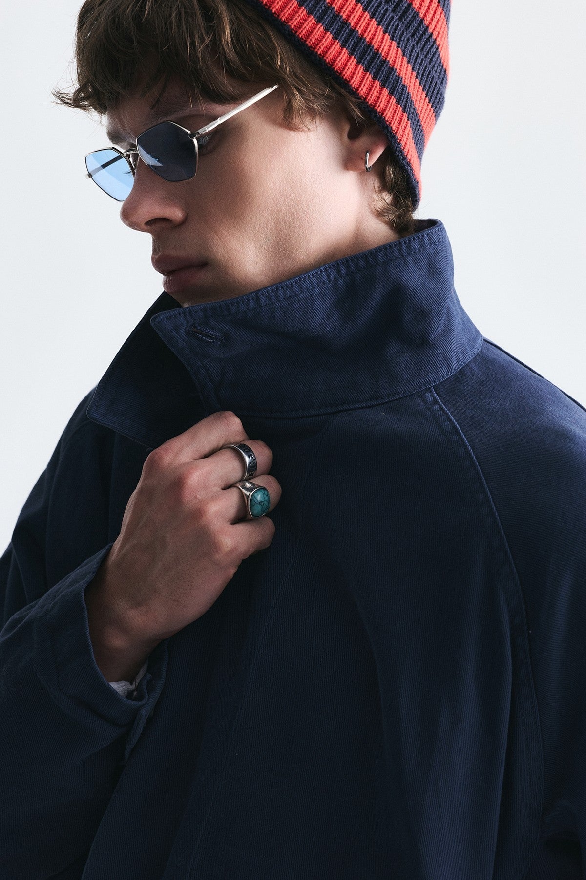 Stand-Up Collar Coat with Hidden Buttons