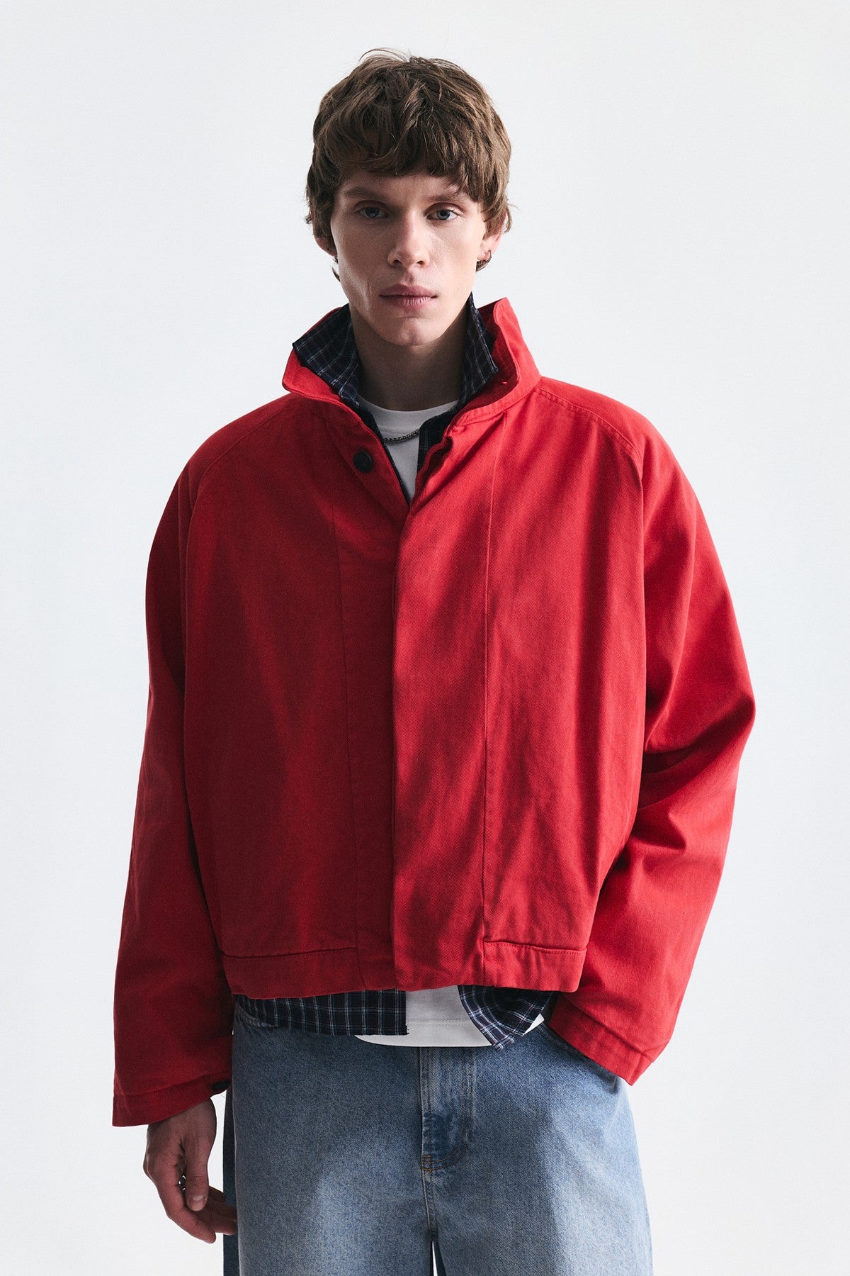 Stand-Up Collar Coat with Hidden Buttons