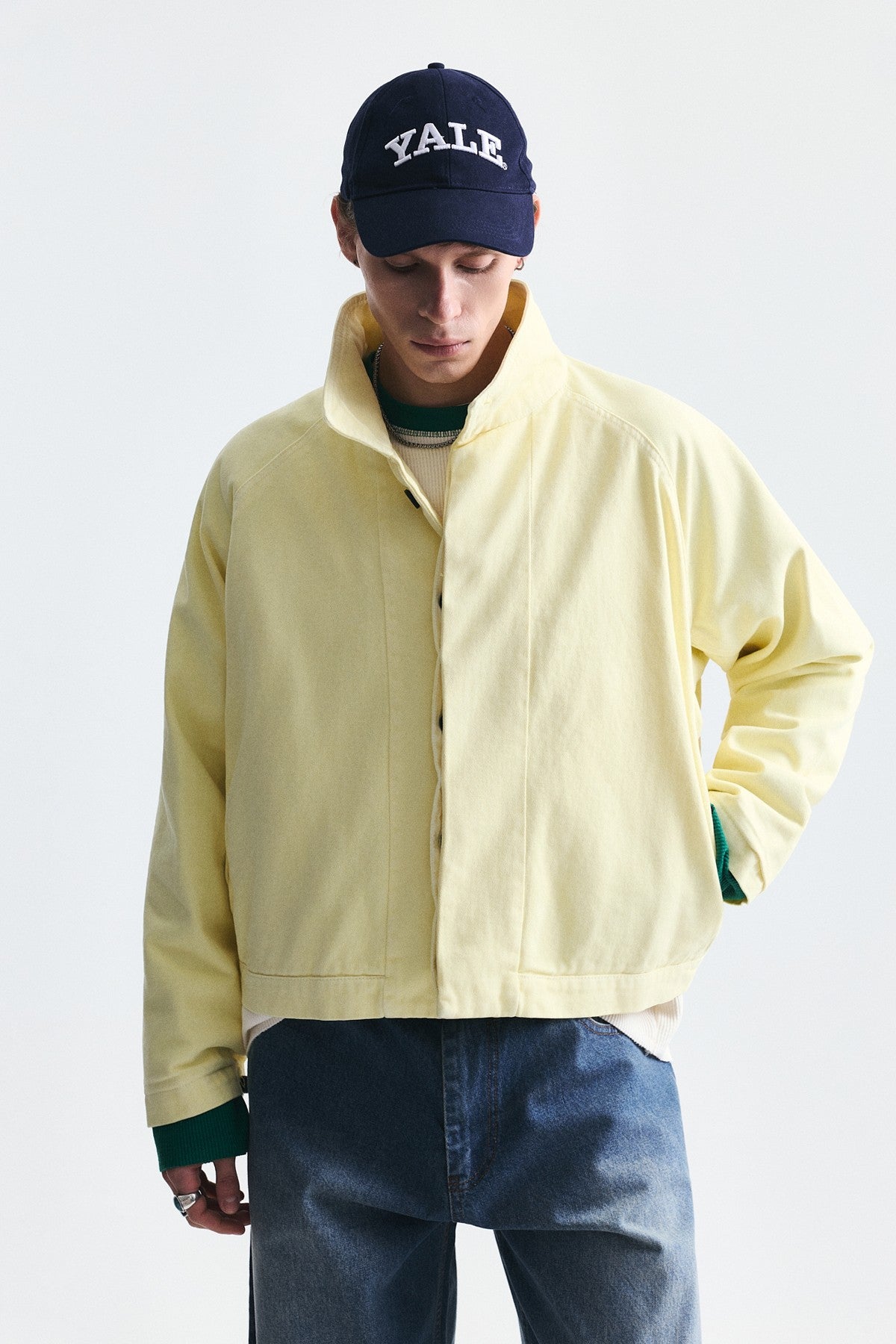 Stand-Up Collar Coat with Hidden Buttons