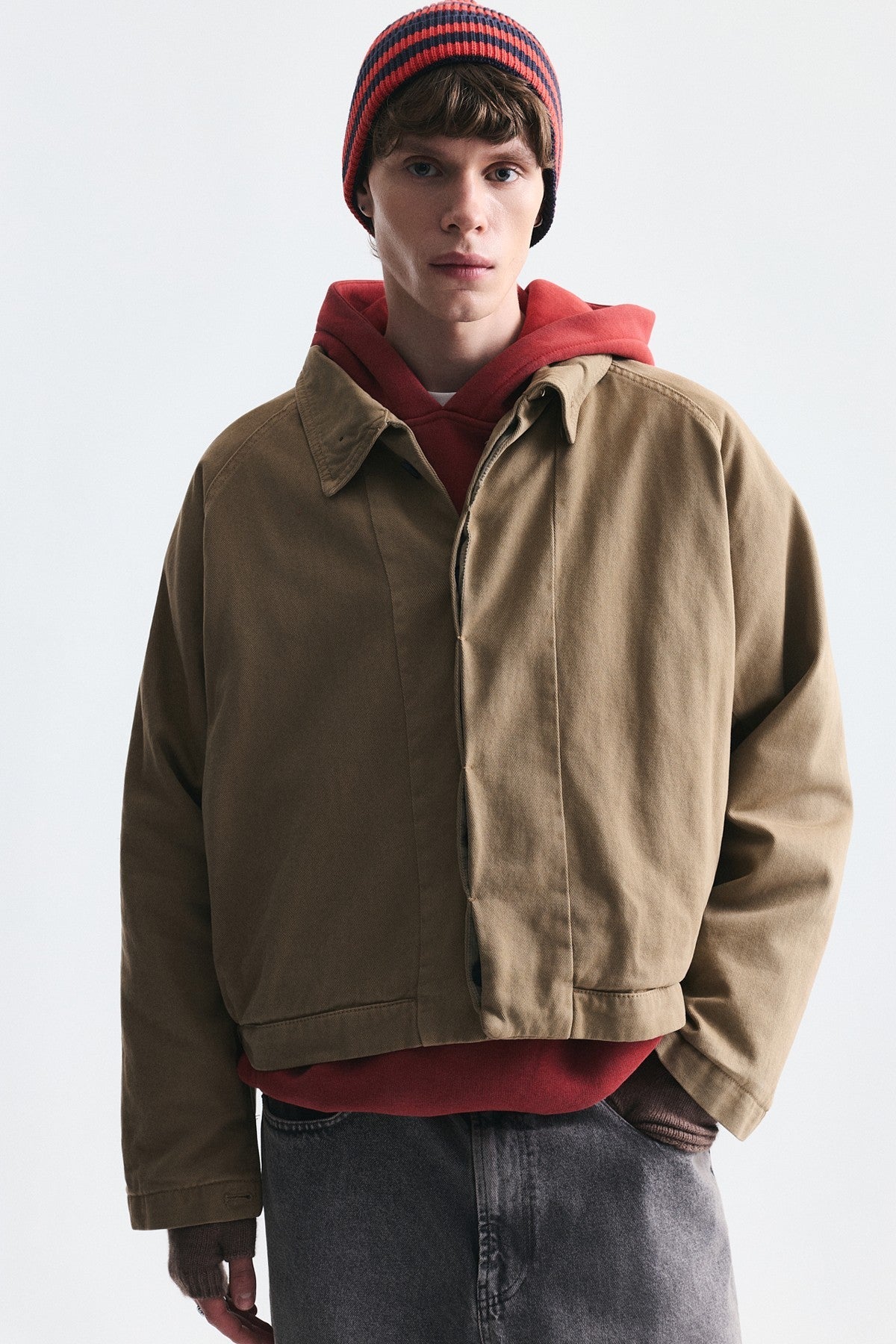 Stand-Up Collar Coat with Hidden Buttons