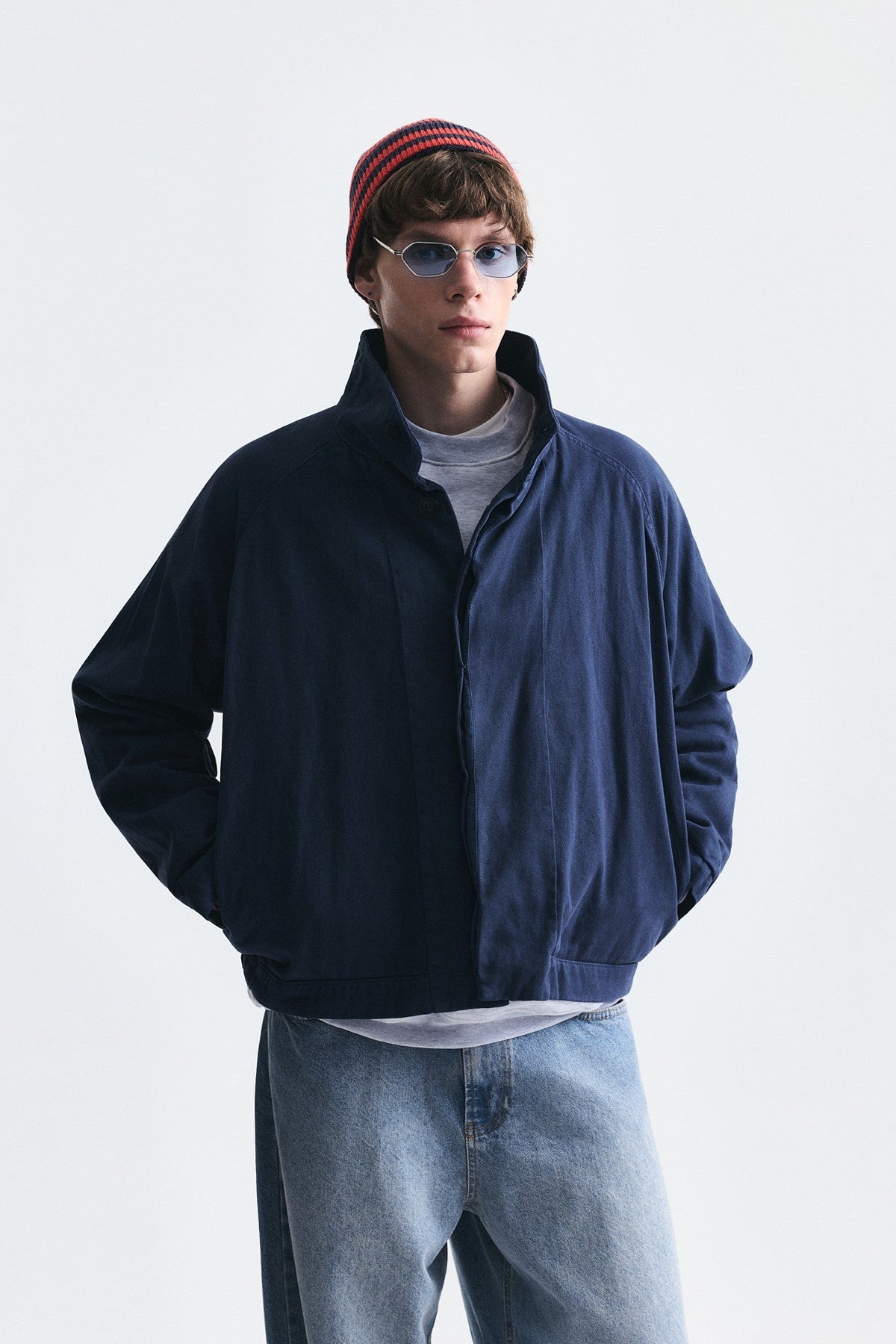 Stand-Up Collar Coat with Hidden Buttons