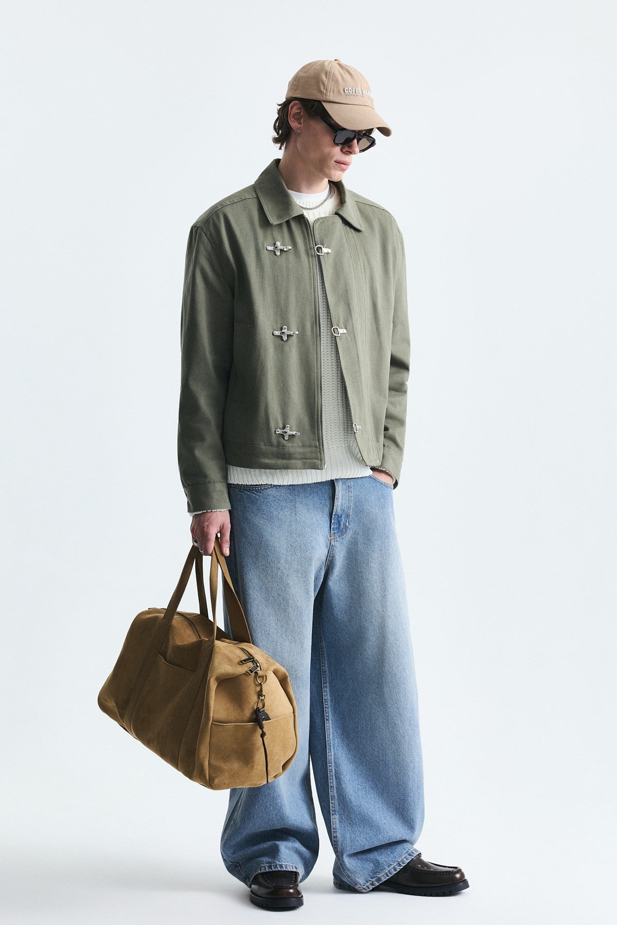 Crop-Fit Metal Clip-Closure Jacket