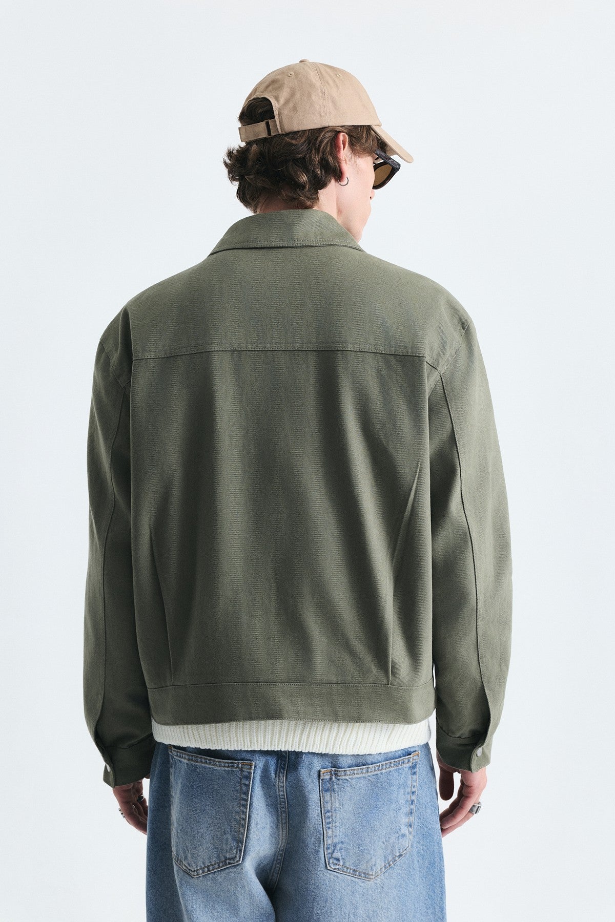 Crop-Fit Metal Clip-Closure Jacket