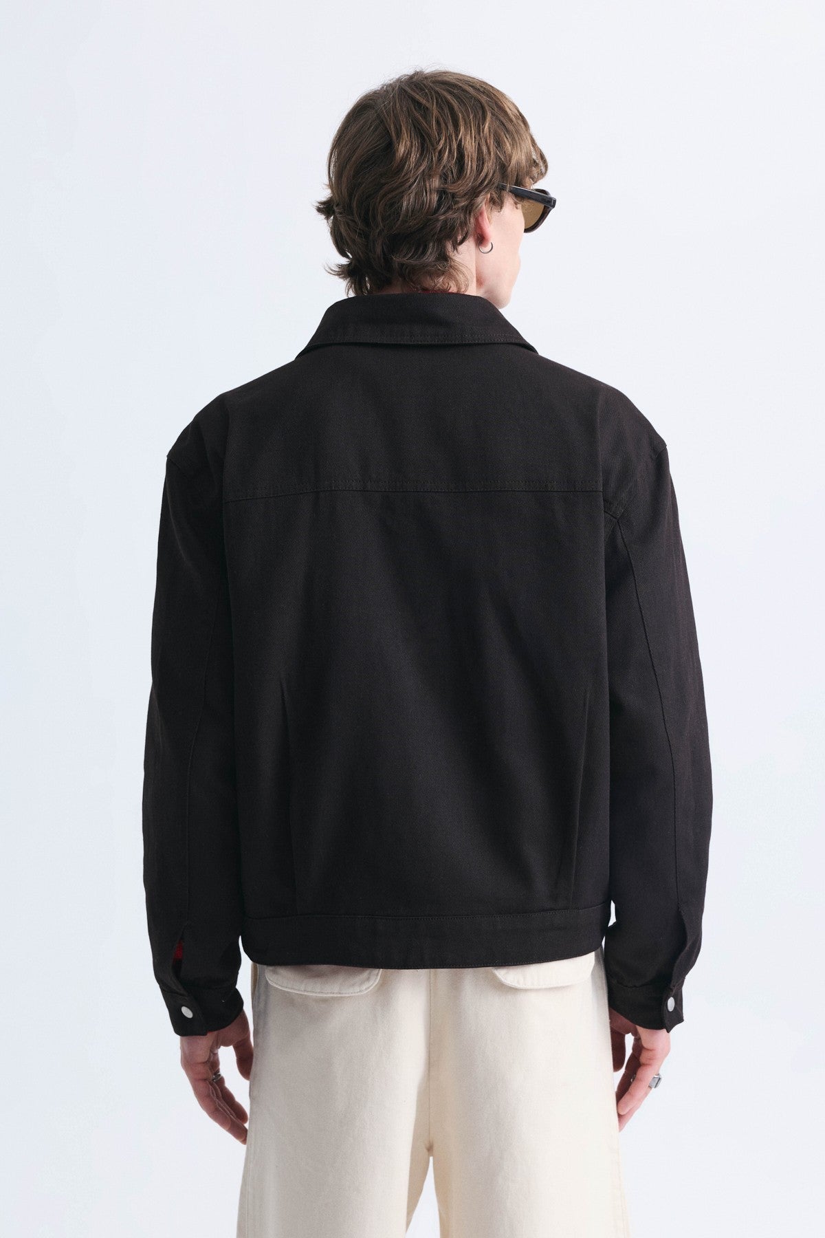 Crop-Fit Metal Clip-Closure Jacket