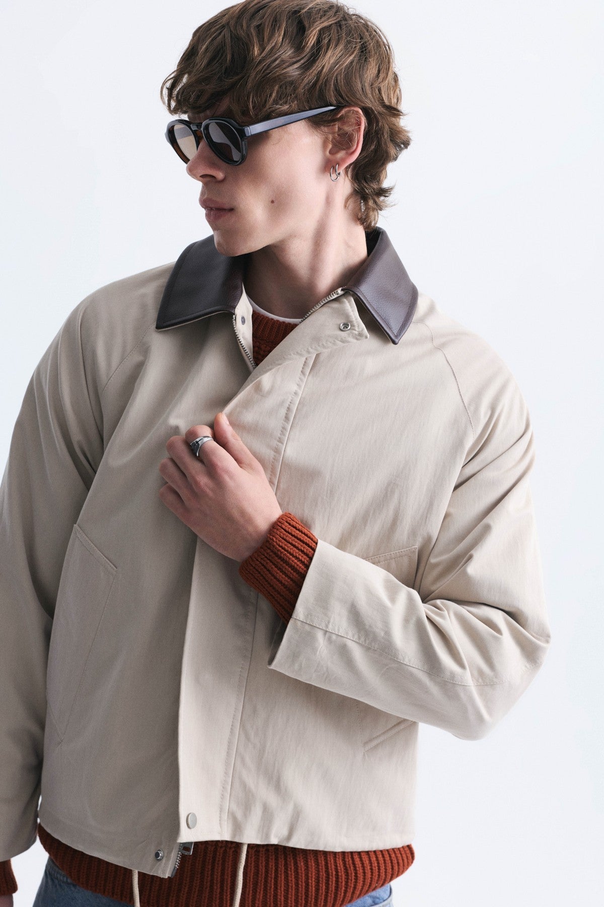 Boxy Fit Contrast Collar Jacket