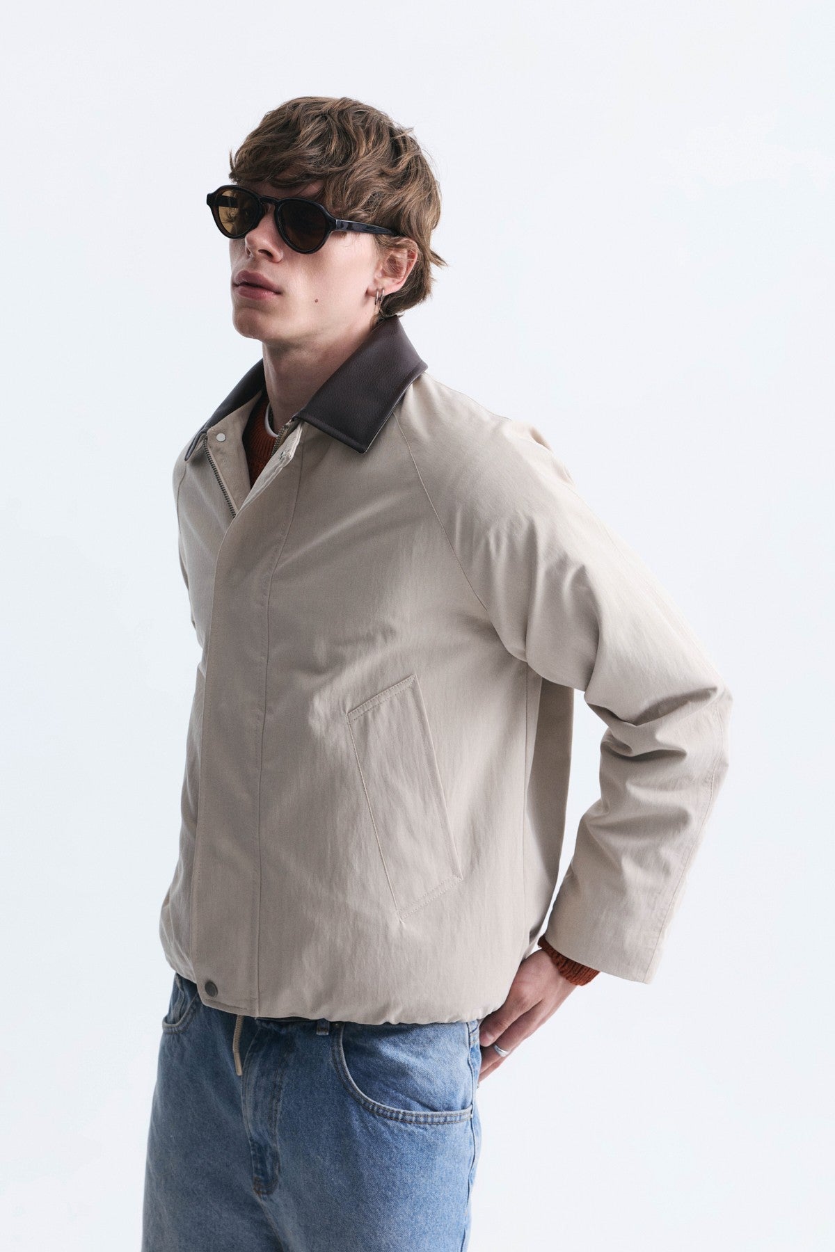 Boxy Fit Contrast Collar Jacket