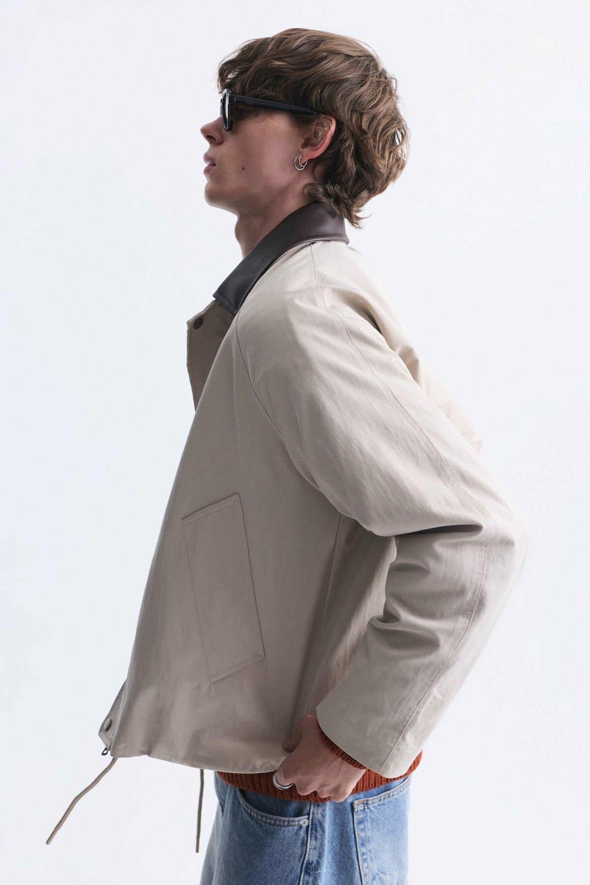 Boxy Fit Contrast Collar Jacket