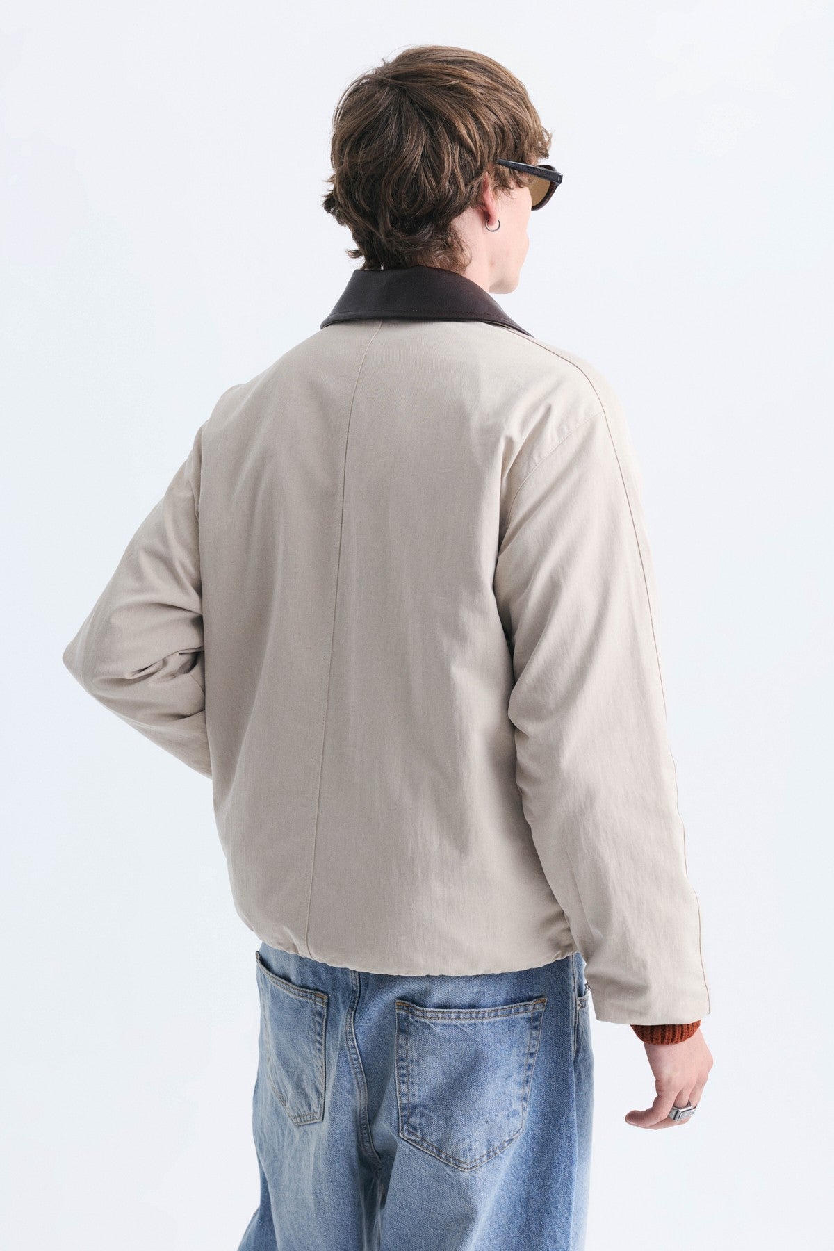 Boxy Fit Contrast Collar Jacket