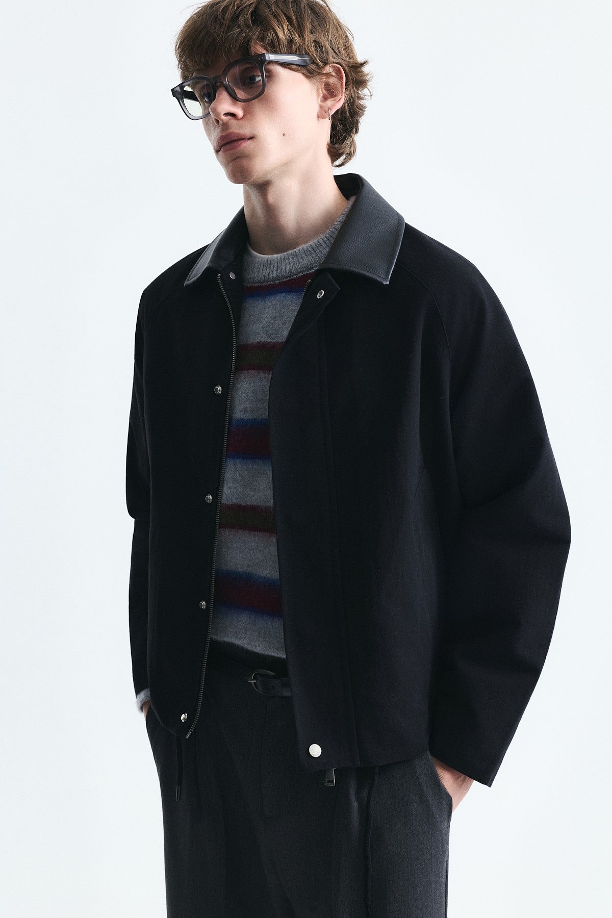 Boxy Fit Contrast Collar Jacket