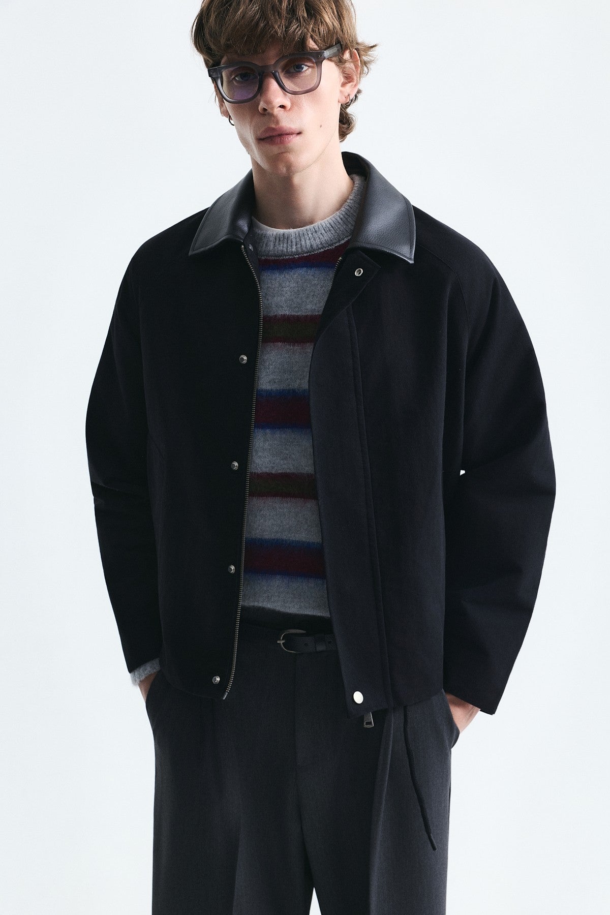Boxy Fit Contrast Collar Jacket