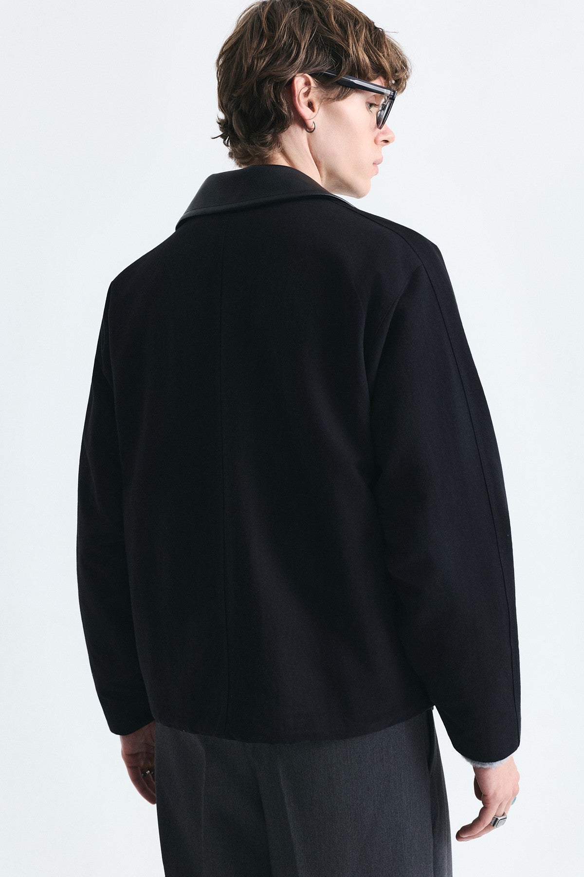 Boxy Fit Contrast Collar Jacket