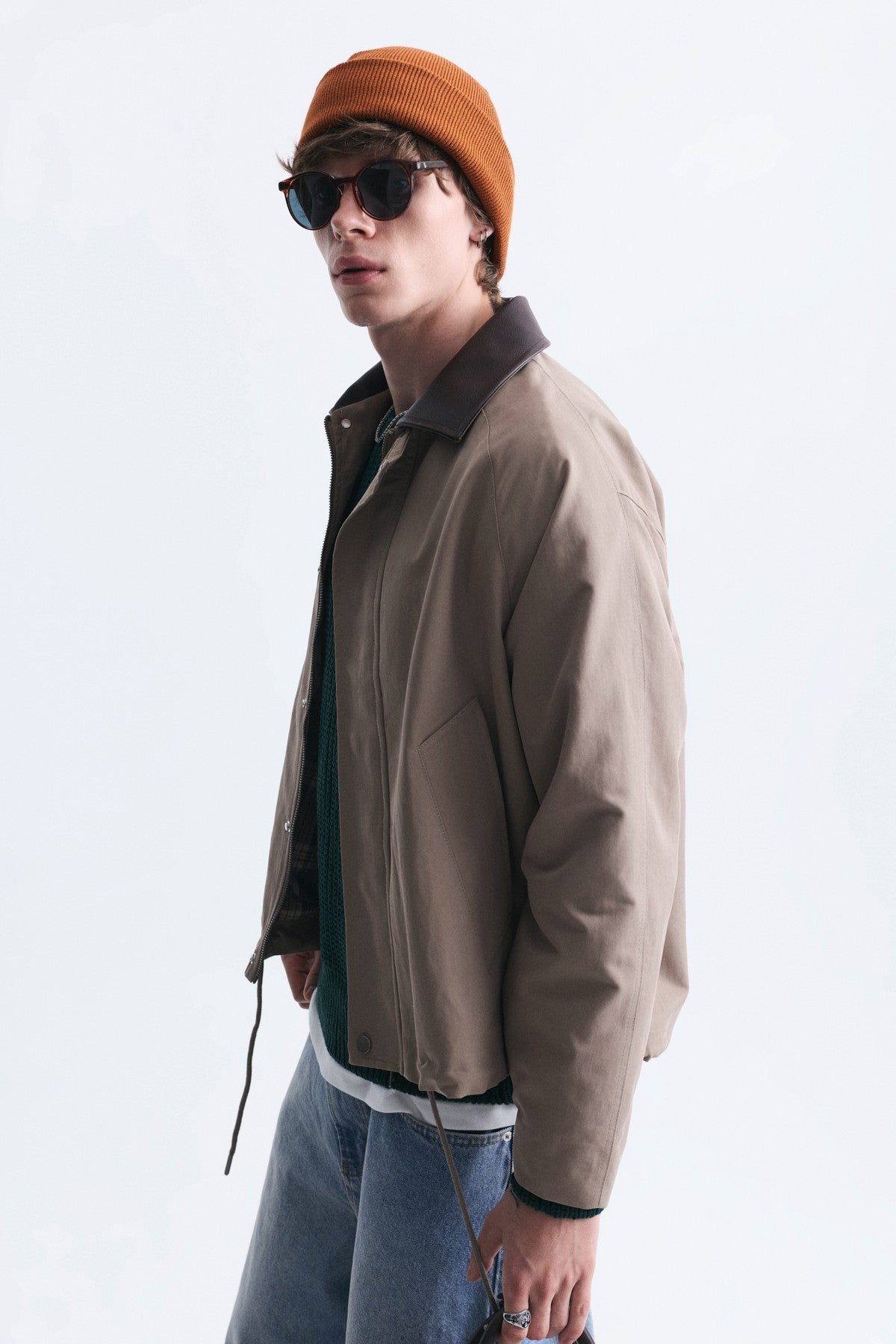 Boxy Fit Contrast Collar Jacket