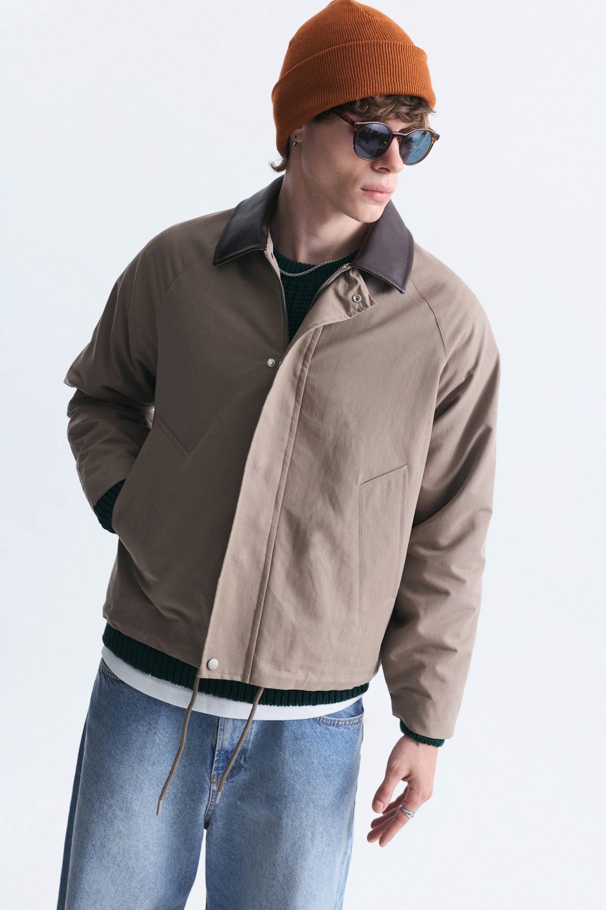 Boxy Fit Contrast Collar Jacket