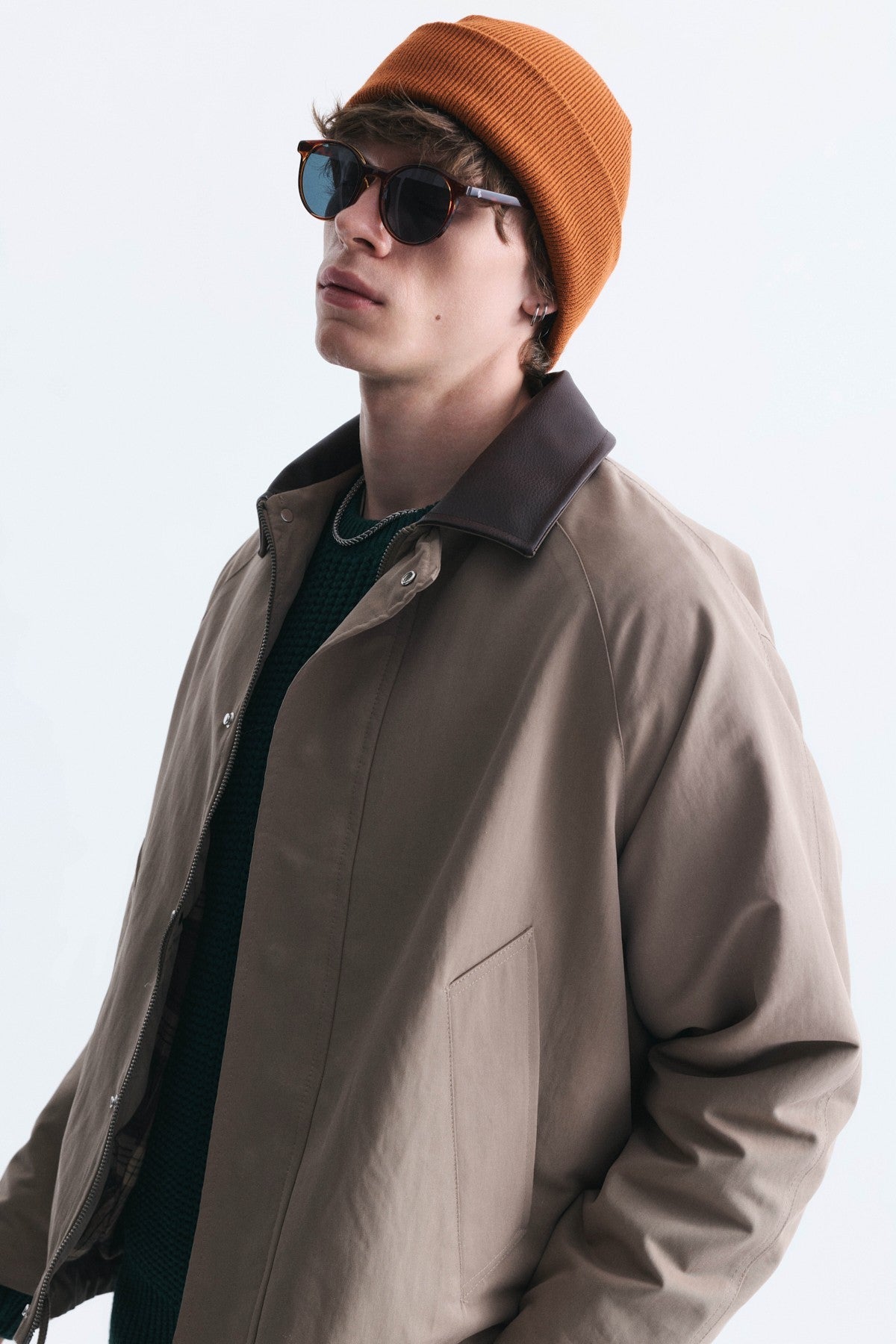 Boxy Fit Contrast Collar Jacket
