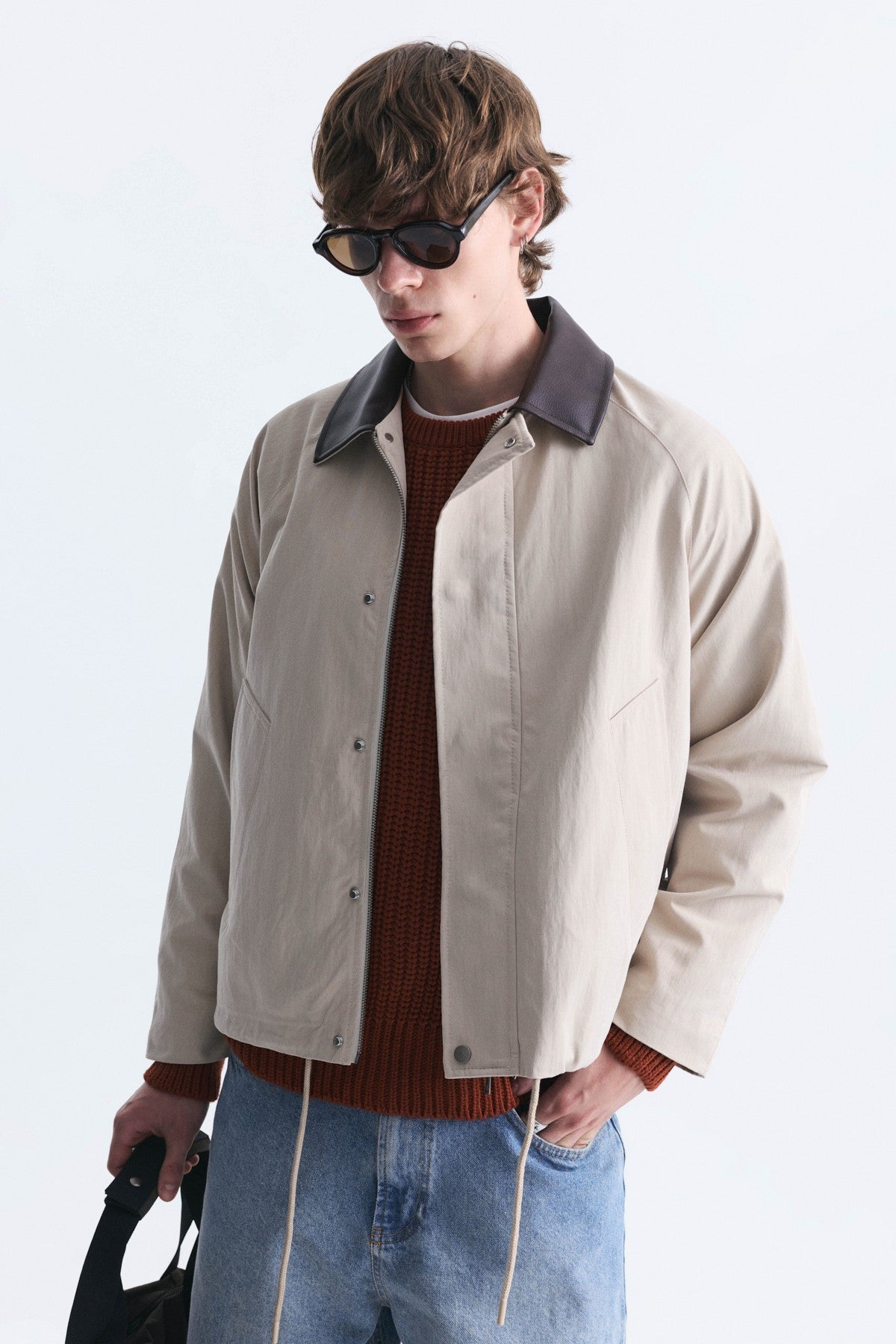 Boxy Fit Contrast Collar Jacket