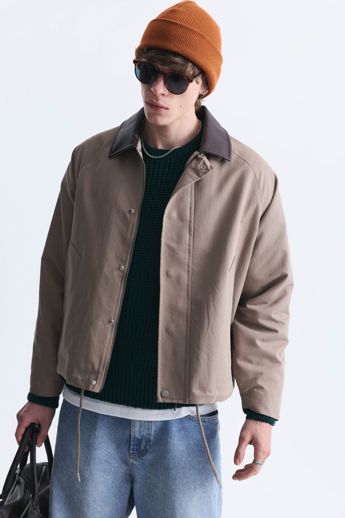 Boxy Fit Contrast Collar Jacket