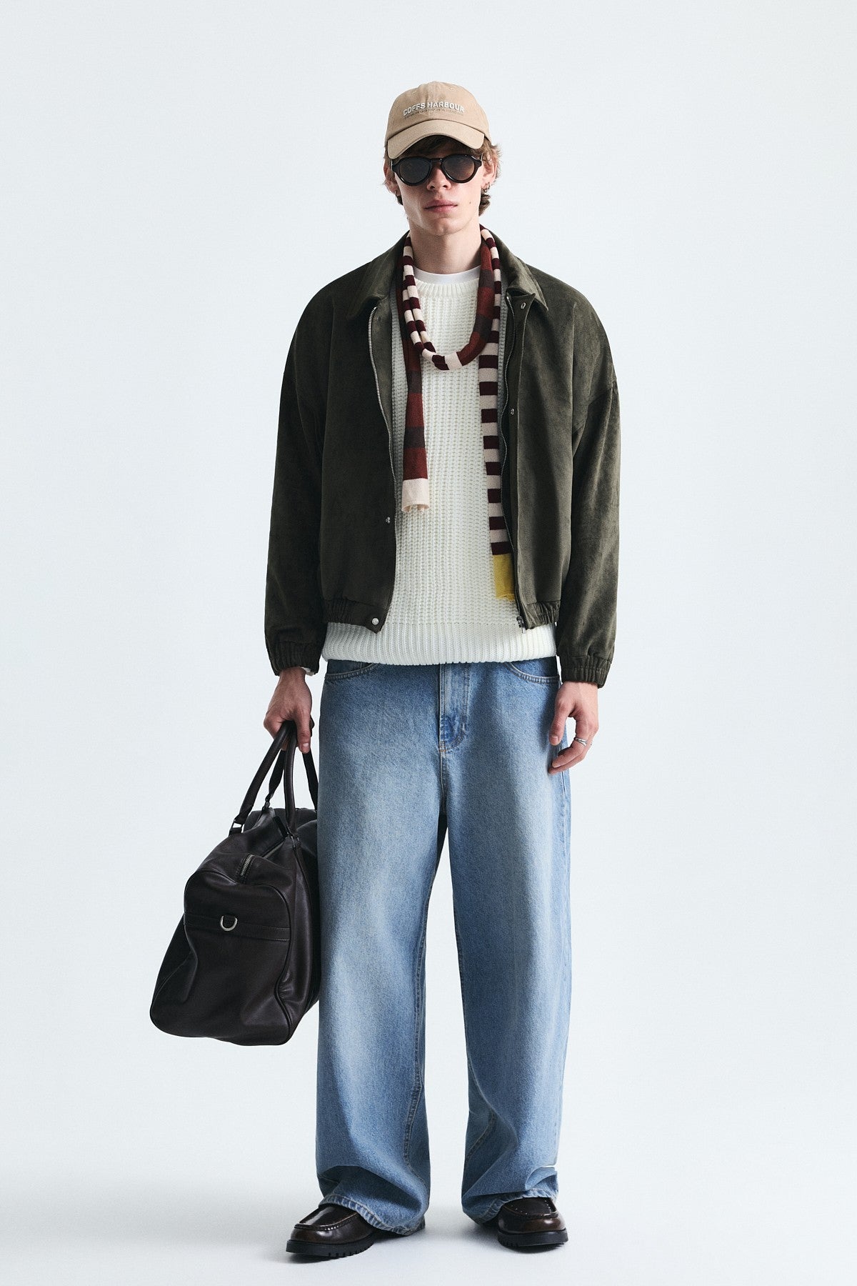 Oversized Polo-Collar Faux Suede Jacket