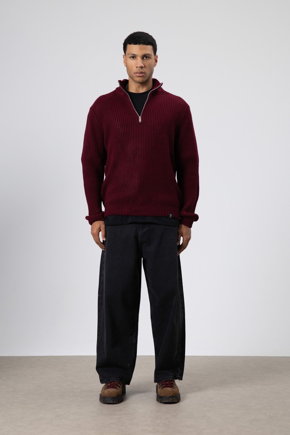 Zip-Up Knit Sweater
