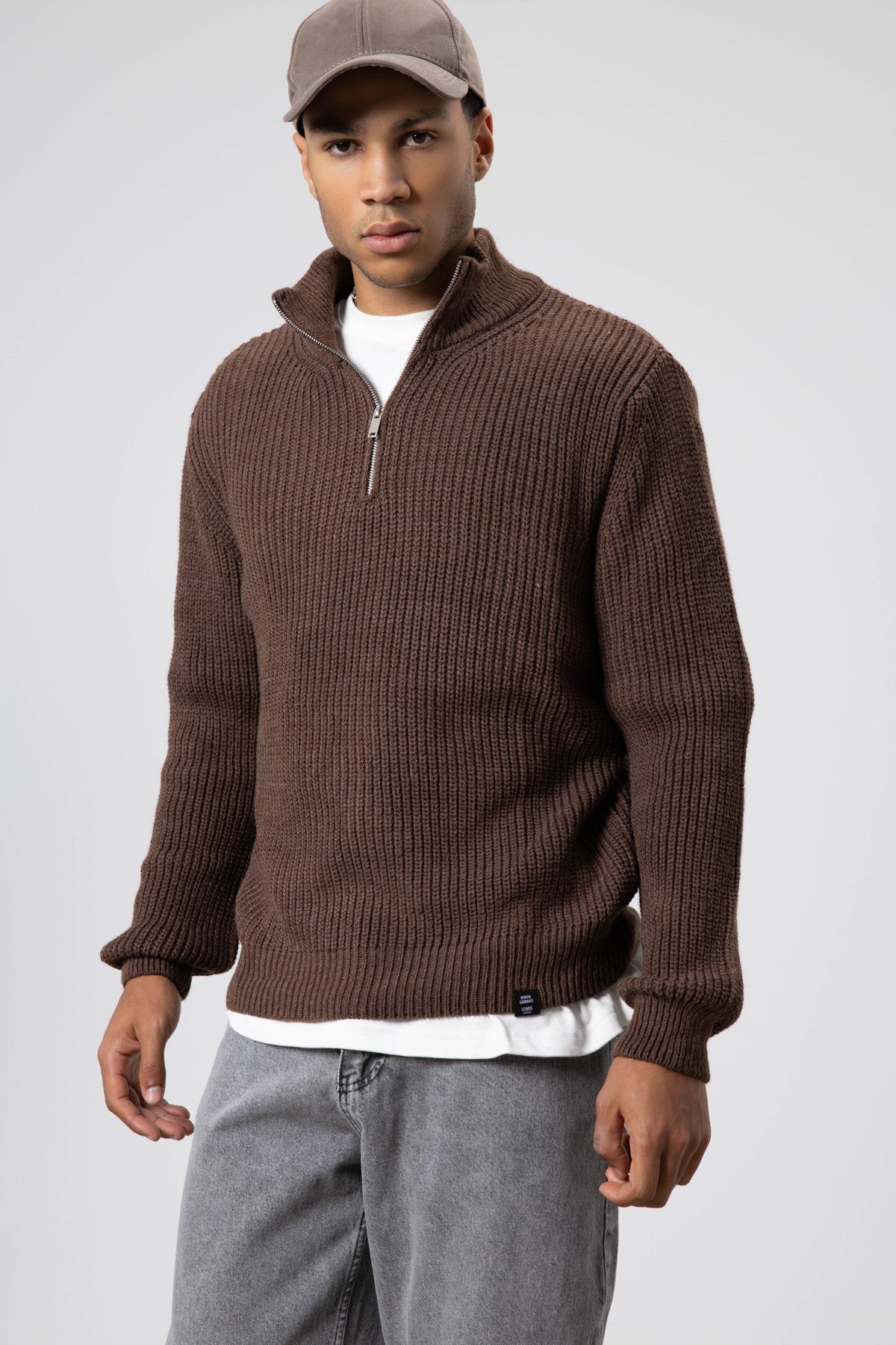 Zip-Up Knit Sweater