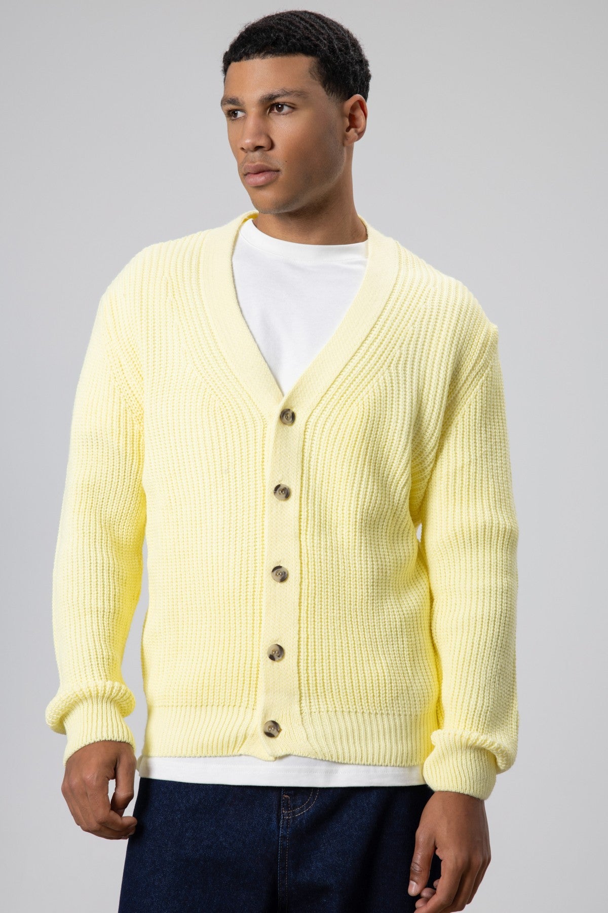 V-Neck Button-Front Knitted Cardigan