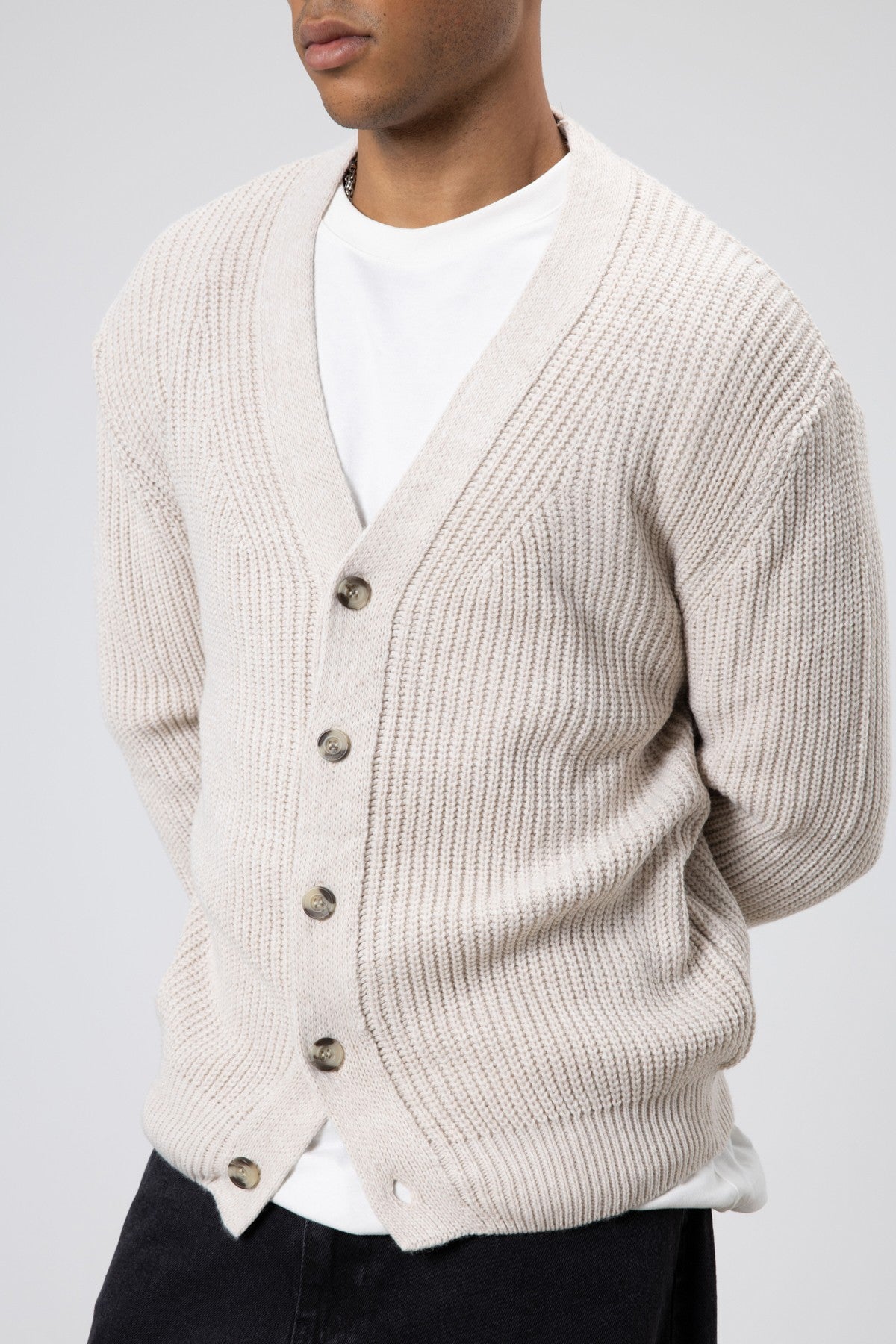 V-Neck Button-Front Knitted Cardigan