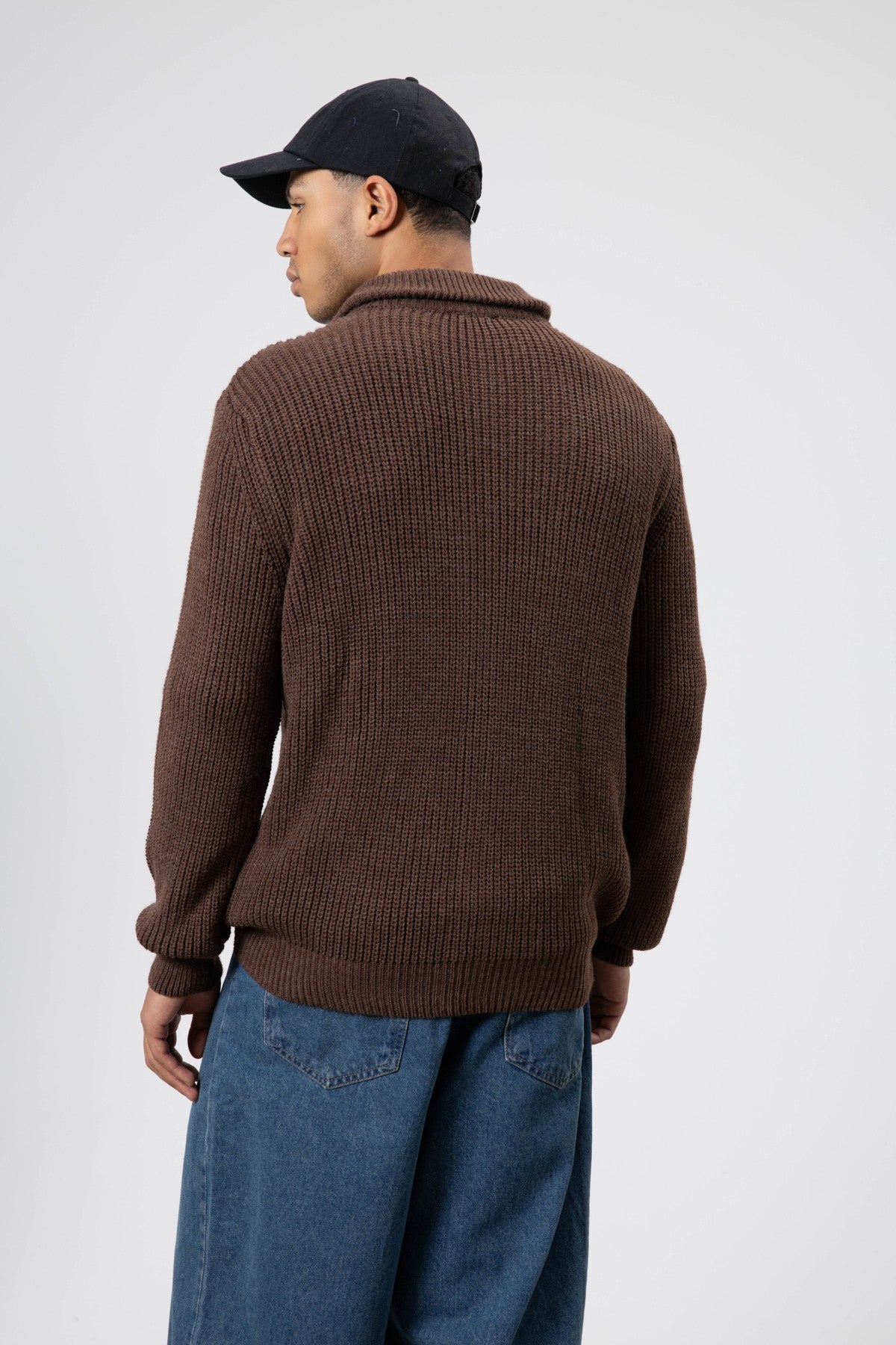 Oversized Zipper-Front Knit Cardigan