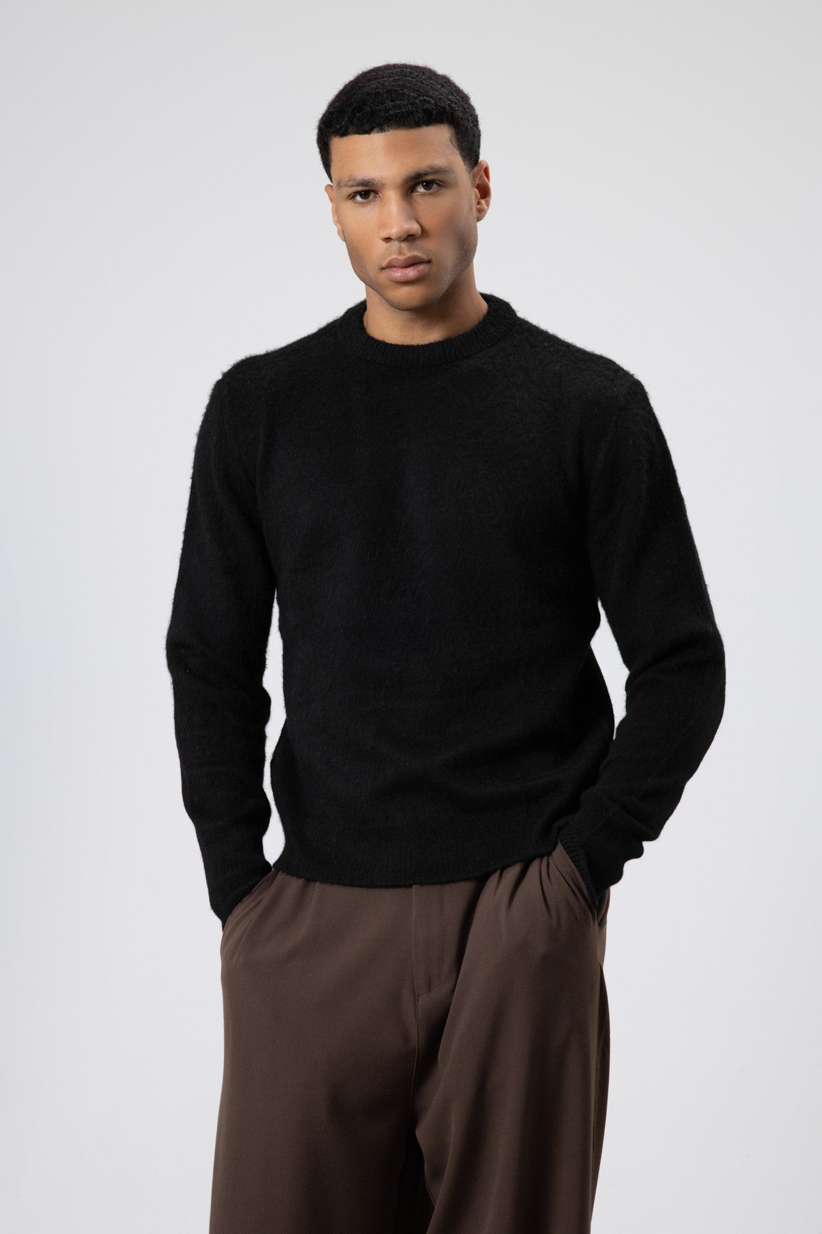 Oversized, Soft-Textured Crew-Neck Sweater