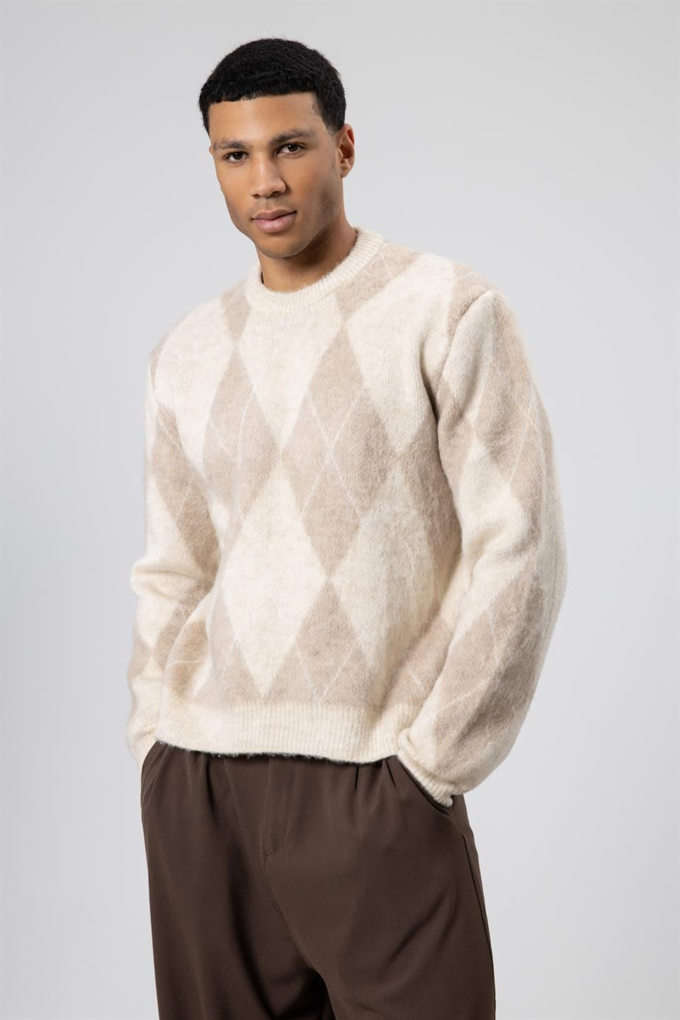 Oversized Sweater with a Baklava Pattern