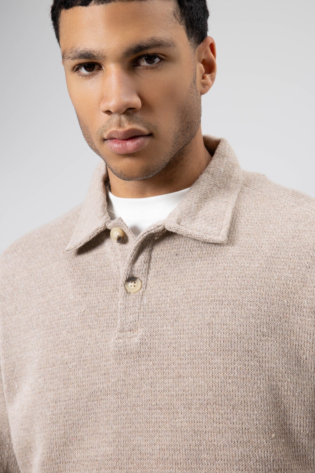 Oversized Polo-Neck Knit Sweater