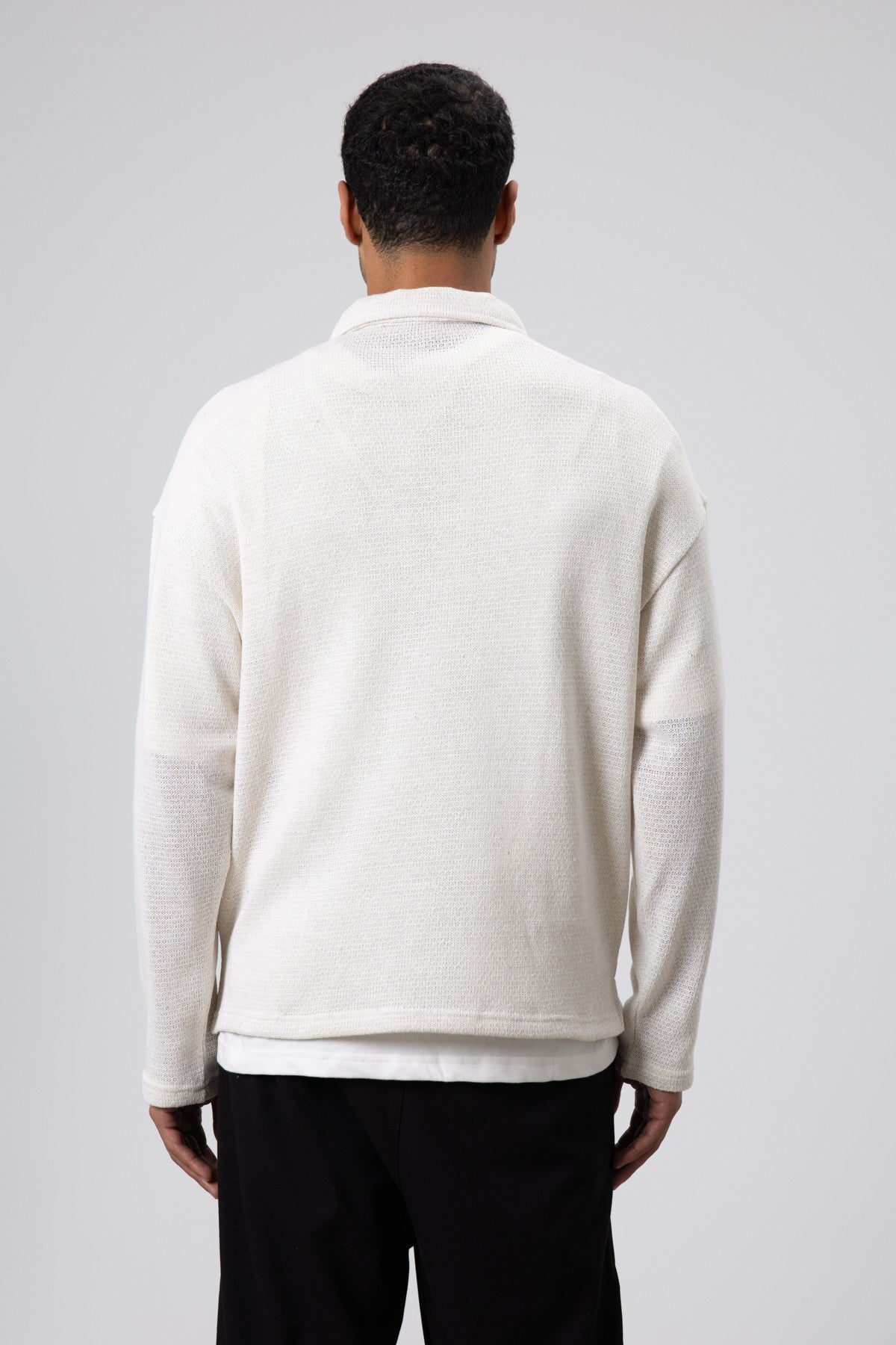 Oversized Polo-Neck Knit Sweater