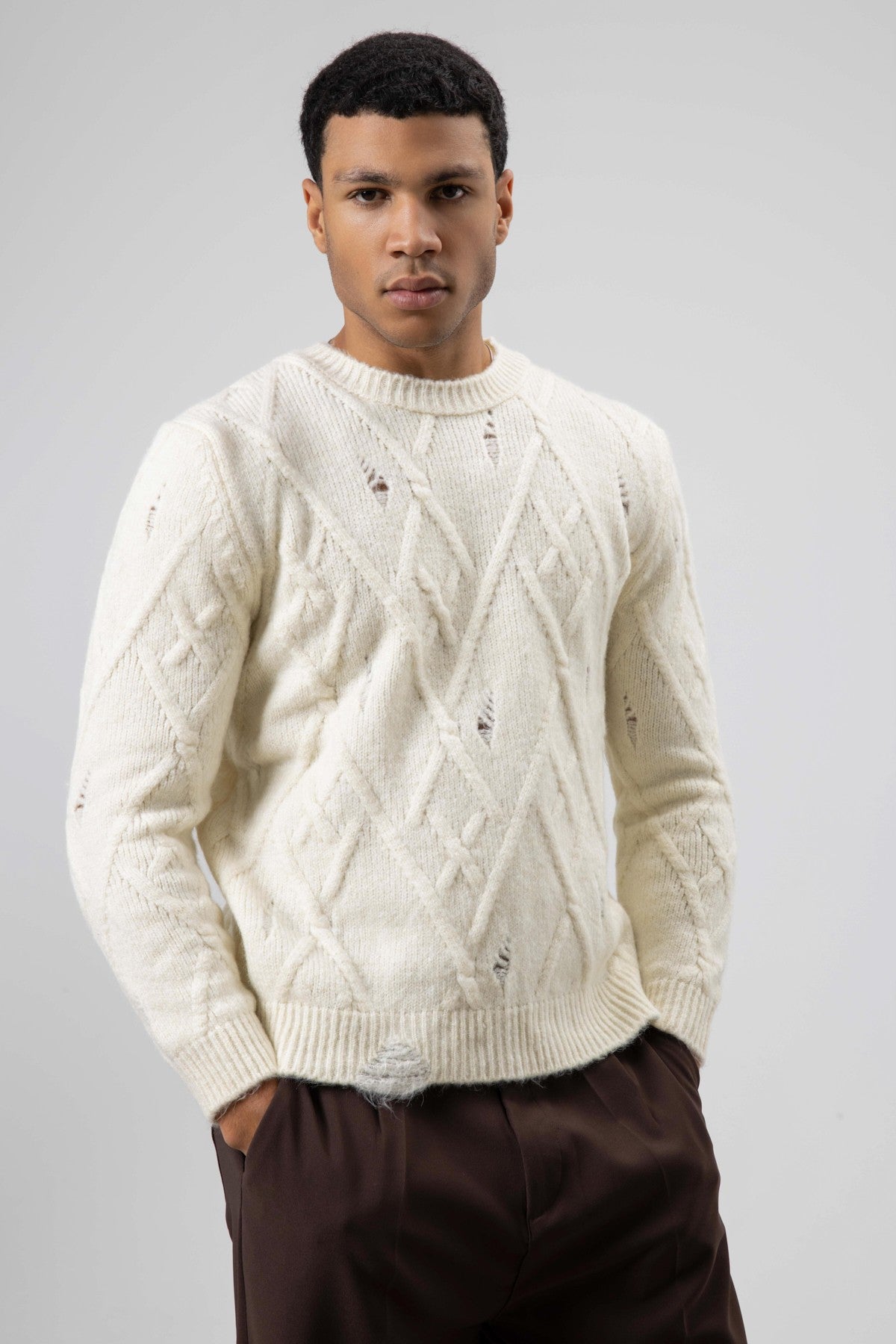 Oversized Patterned Knit Sweater