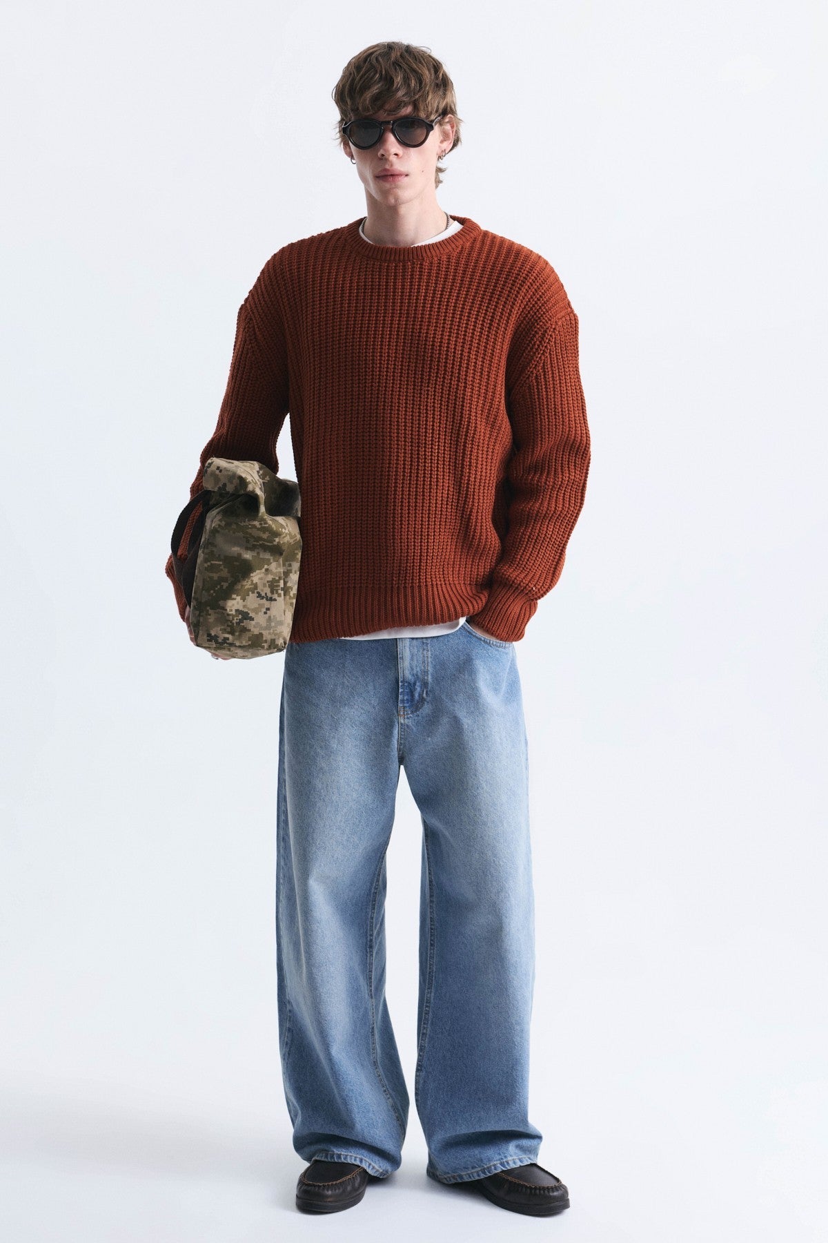 Oversized Solid-Color Knit Sweater