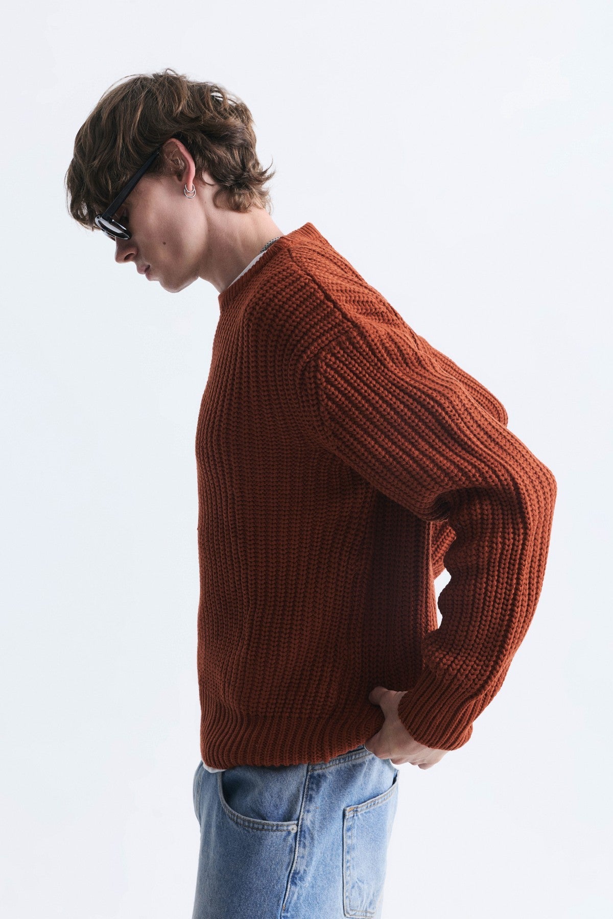 Oversized Solid-Color Knit Sweater