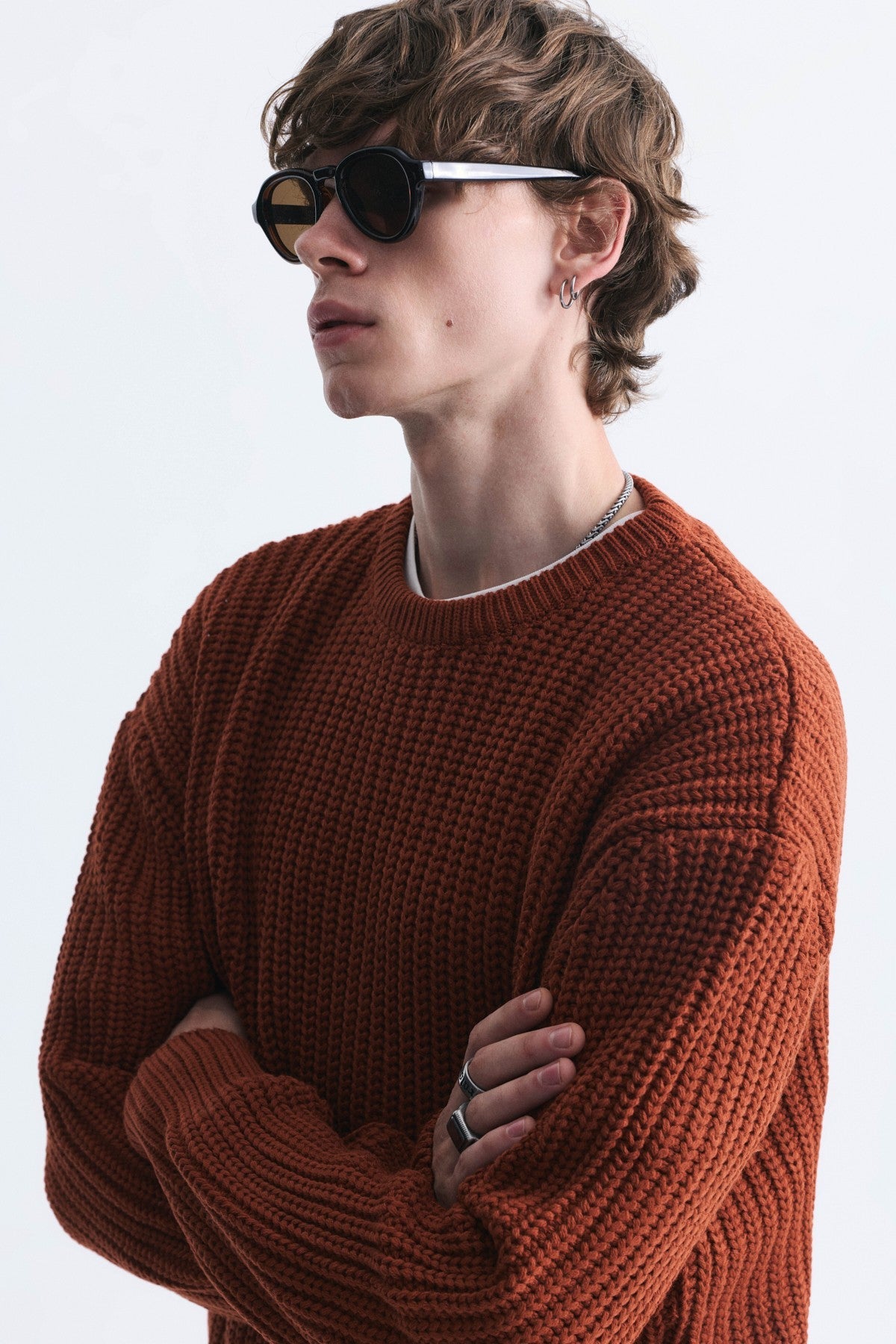 Oversized Solid-Color Knit Sweater