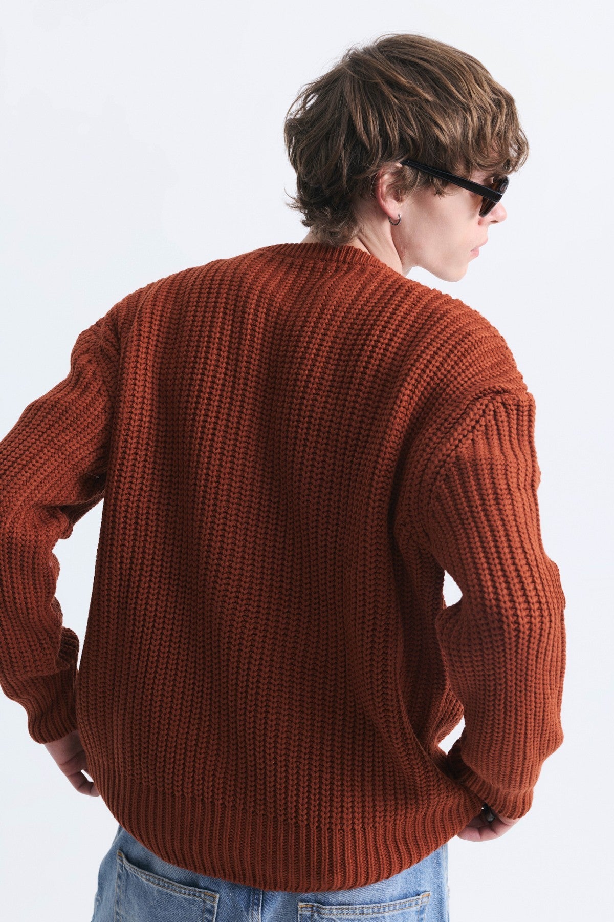 Oversized Solid-Color Knit Sweater
